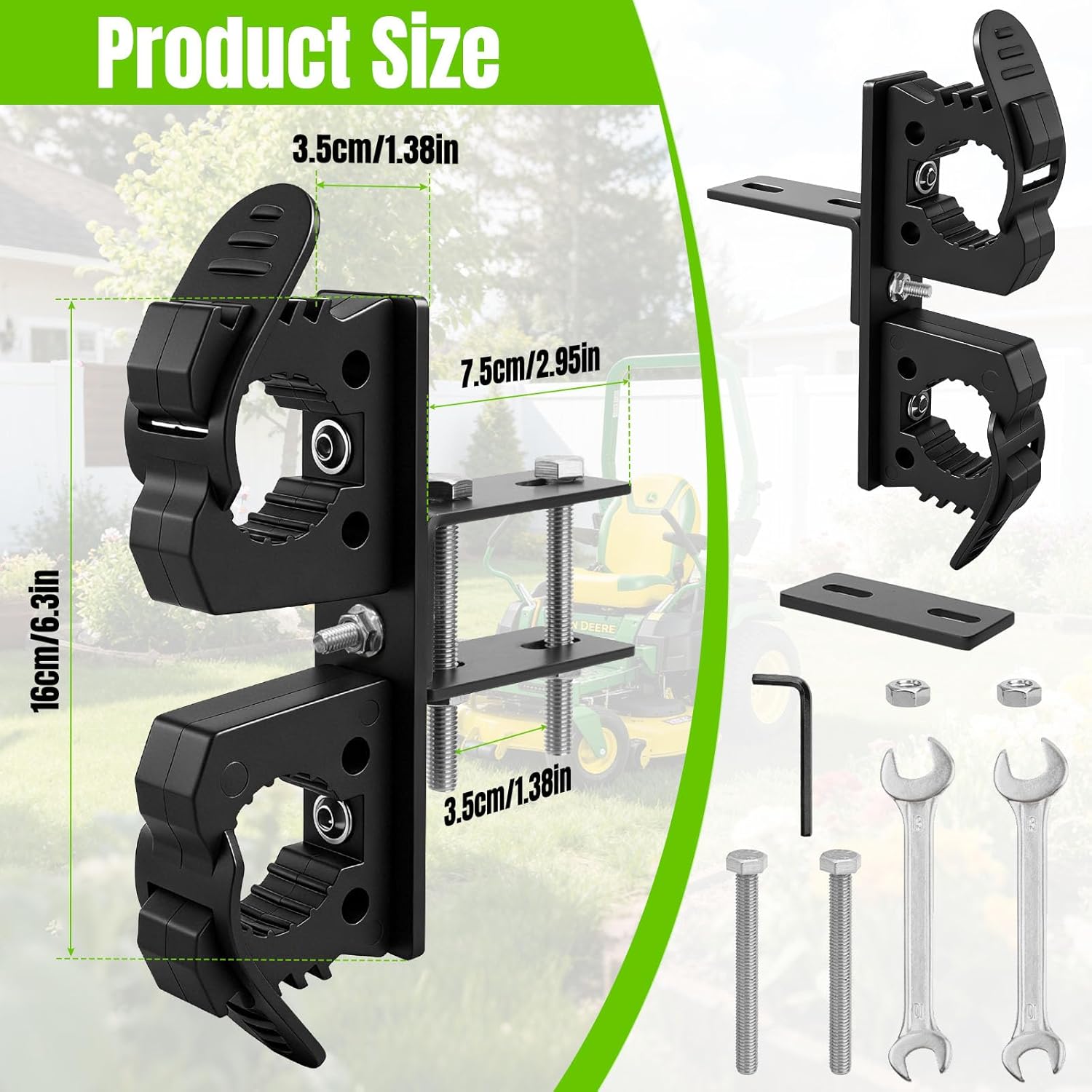 JERBOR Tractor Tool Holder for ROPS, Quick Release UTV Tool Rack Fit for Weed Eater & Shovel, Adjustable Clamp Fits 2.5" & Under Tubes, Compatible with Tractors, Zero Turn Mowers, Snowplows, 2 Pack