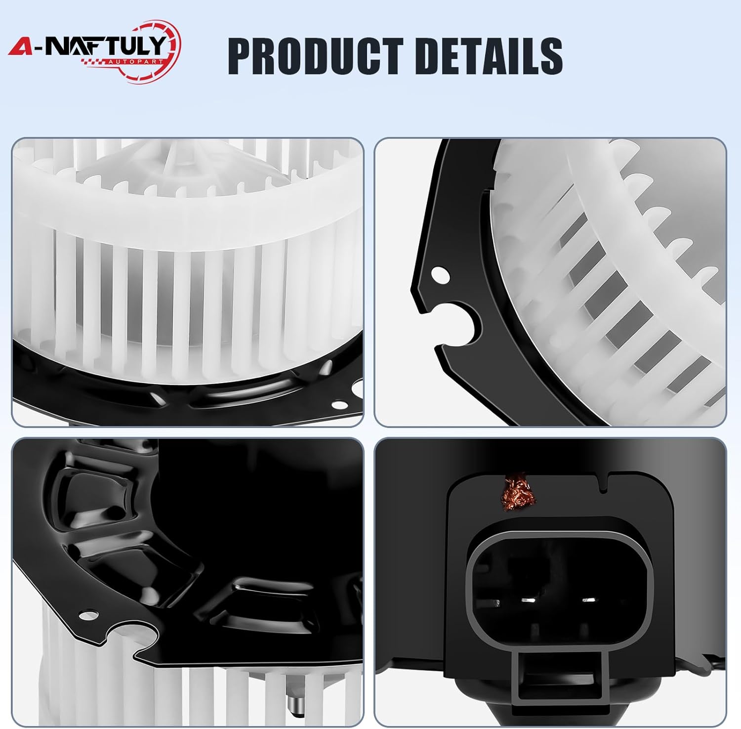 AC Blower Motor Fan Fits for 1996-2014 Chevrolet Express 1500 2500 3500 4500, GMC Savana 1500 2500 3500 4500, G30, G3500, P3500, Front HVAC Plastic Heater Blower Motor Replacement Assembly, 700067
