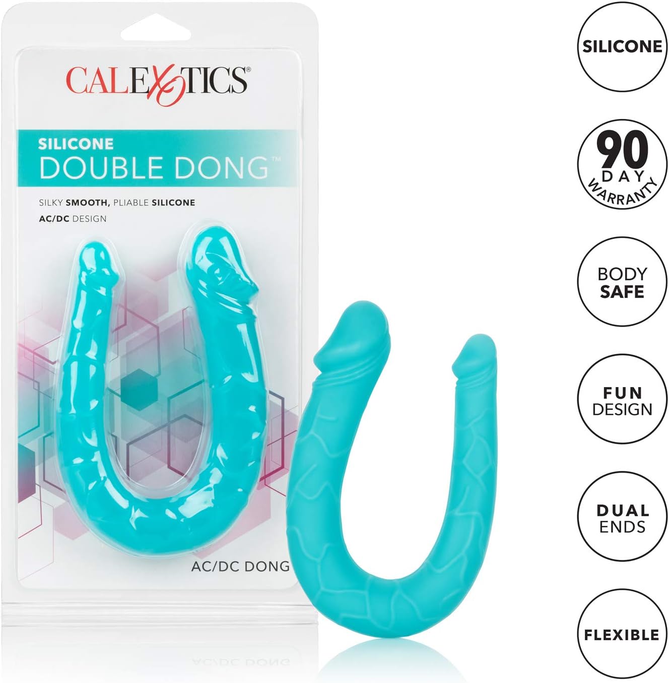 CalExotics Silicone Double Dong AC/DC Dong - Teal