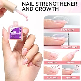 Nail Repair for Damaged NailsProtein: Pink 6 in 1 Natural Nail Strengthener and Growth - Long Lasting Nail Hardener Extra Strong and Growth - Nail Strengthener for Thin Nails and Growth