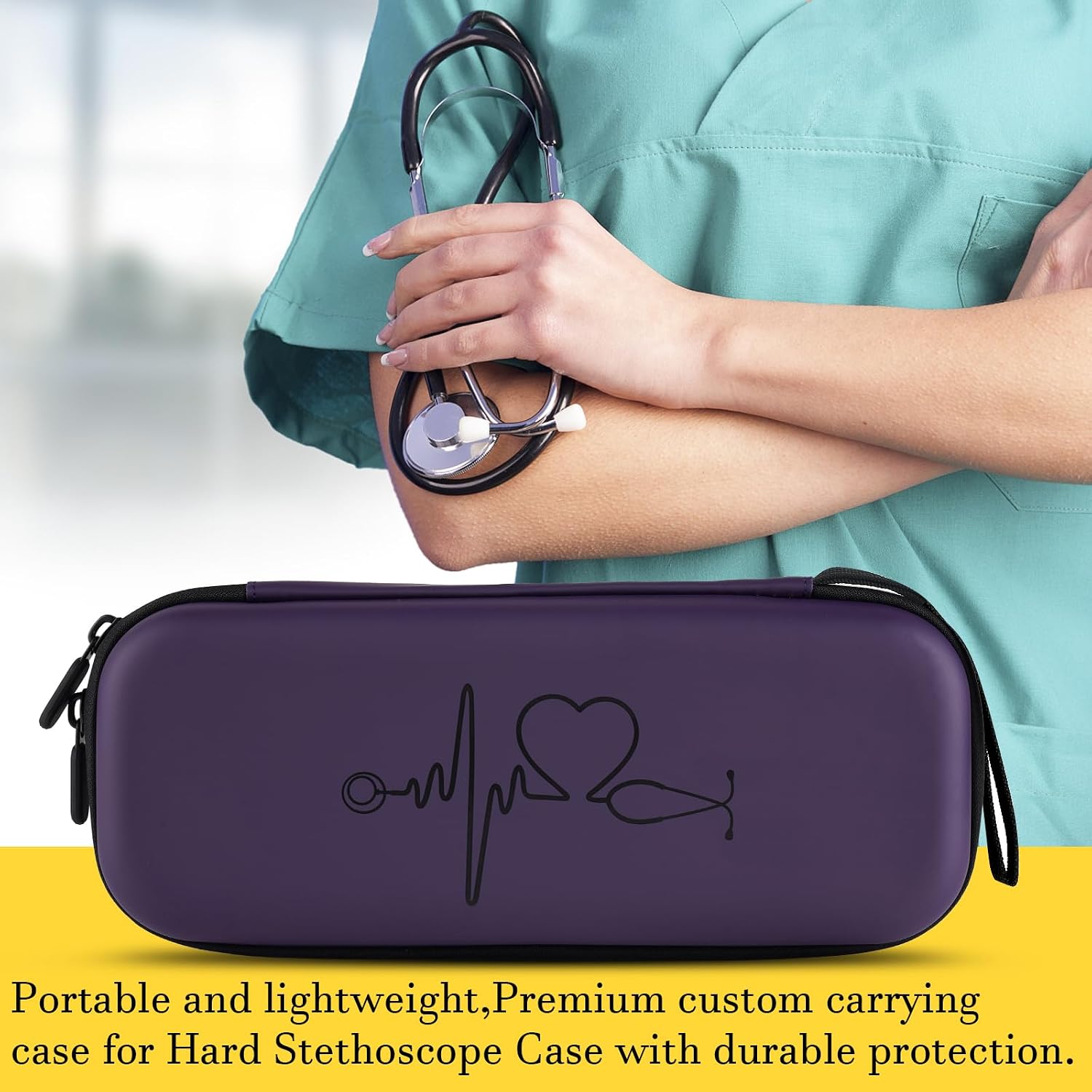 CDBXPRG Stethoscope Case for 3M Littmann,Stethoscope Carrying for MDF Acoustica Deluxe Stethoscopes,Stethoscope Travel Holder for Nurse Accessories Dark Purple