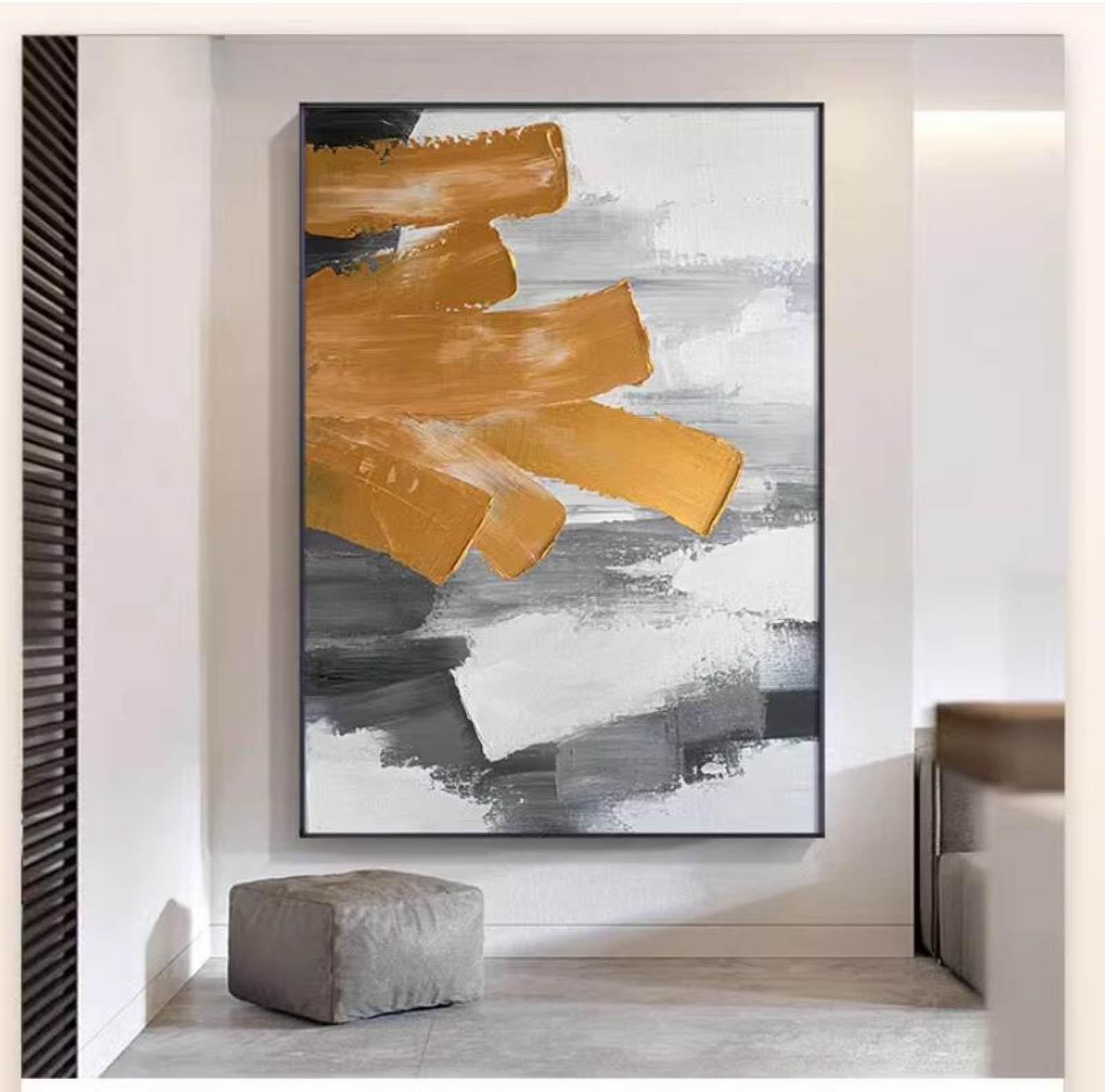Peinture à l'huile faite à la main : grand tableau de décoration abstraite