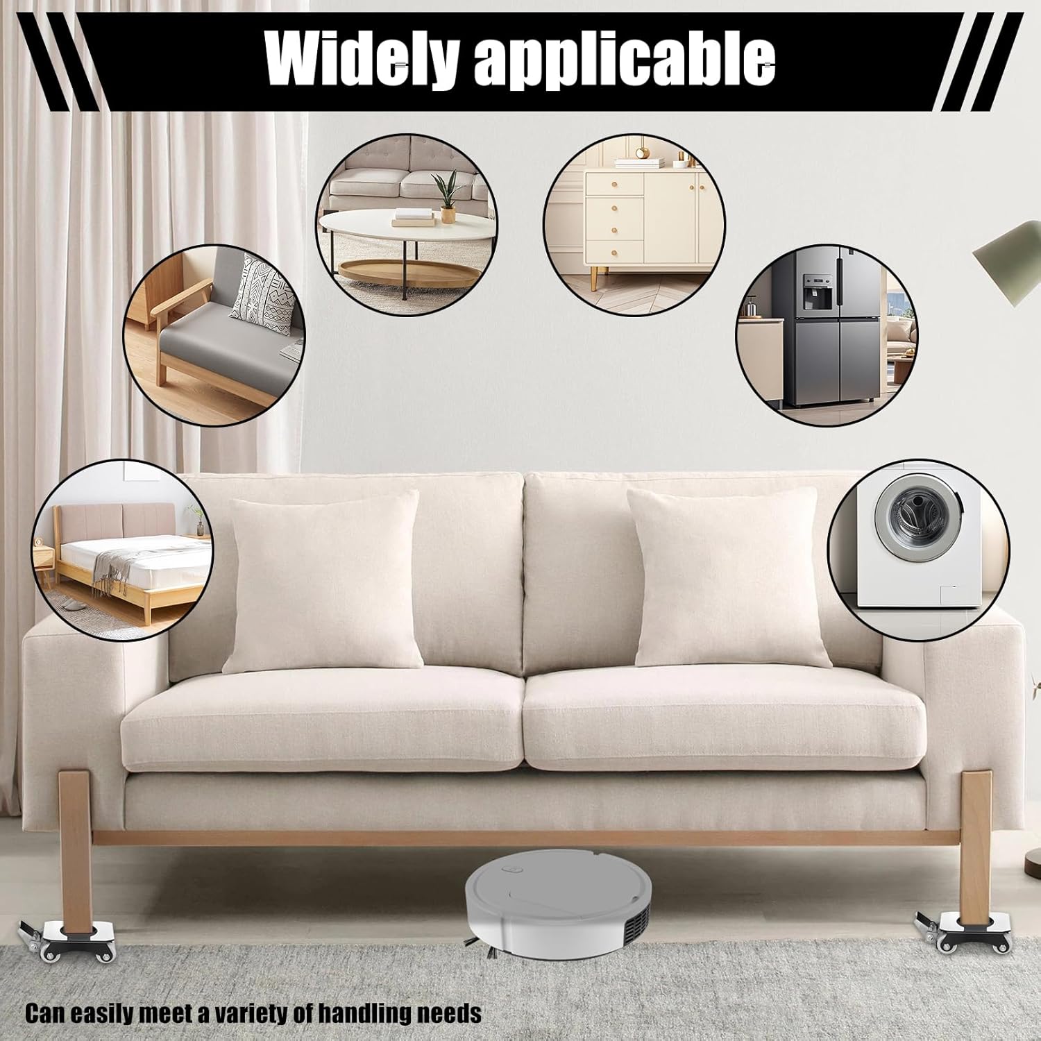 Furniture Lift Mover Tool Set Efficient Appliance Mover Slider with 360° Rotation Wheel Silent Furniture Lifter Tool for Moving Table Sofa Bed Refrigerator