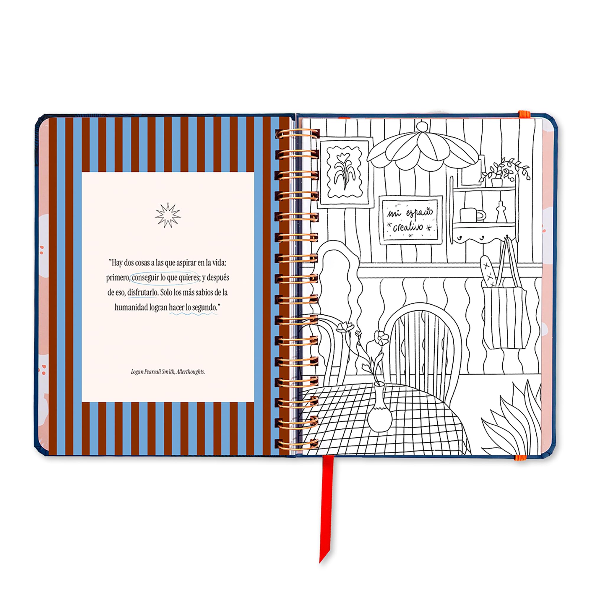 UO Agenda Escolar Kyoto Día Página: Empieza en septiembre de 2026 y Acaba en Agosto de 2027, Tapa Dura, con 134 Stickers, Goma elástica, Marcador de Regla y Cinta de Registro, Azul