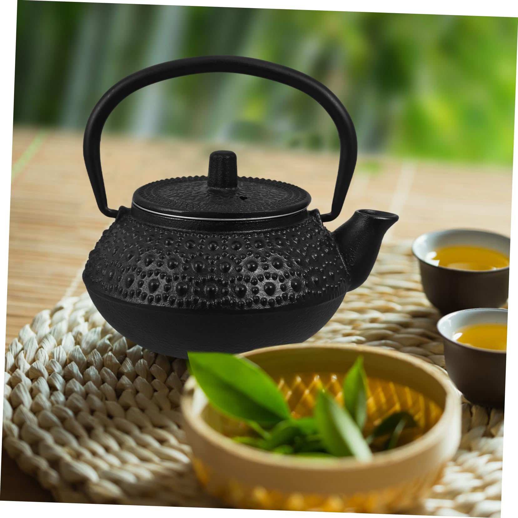 Tetera de Hierro Fundido Negra de 0, 3 L con Infusor | Apta para Estufa, Diseño Simple y Elegante, Estructura Estable y Robusta
