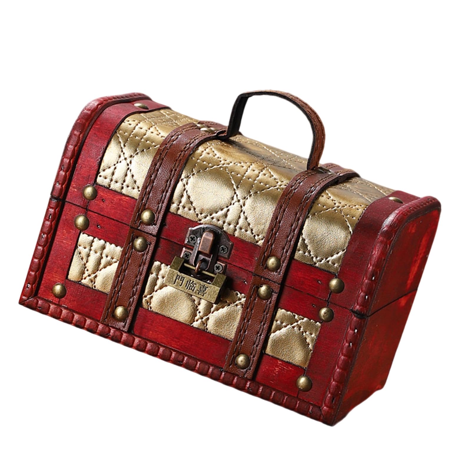 Xjdzineq European Wood Suitcases Spacious Handheld Travel Trunk for Collector and Enthusiasts Daily Casual Use Travel Storage Box