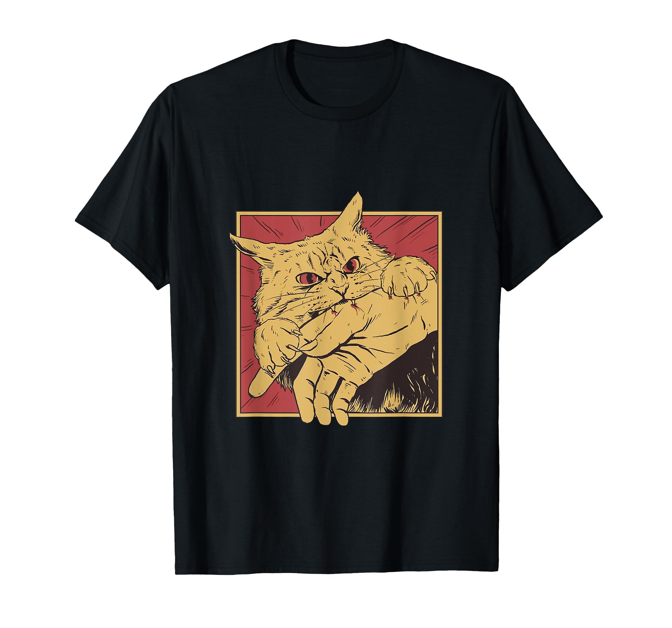 Funny Cat Graphic Tee Japanese Anime Cat Bite Men ...