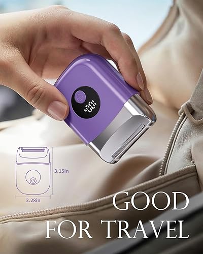 Miniatura 6 de Maquinillas de afeitar eléctricas inalámbricas para mujer, afeitadora eléctrica de viaje con pantalla LED, afeitadora corporal recargable para área