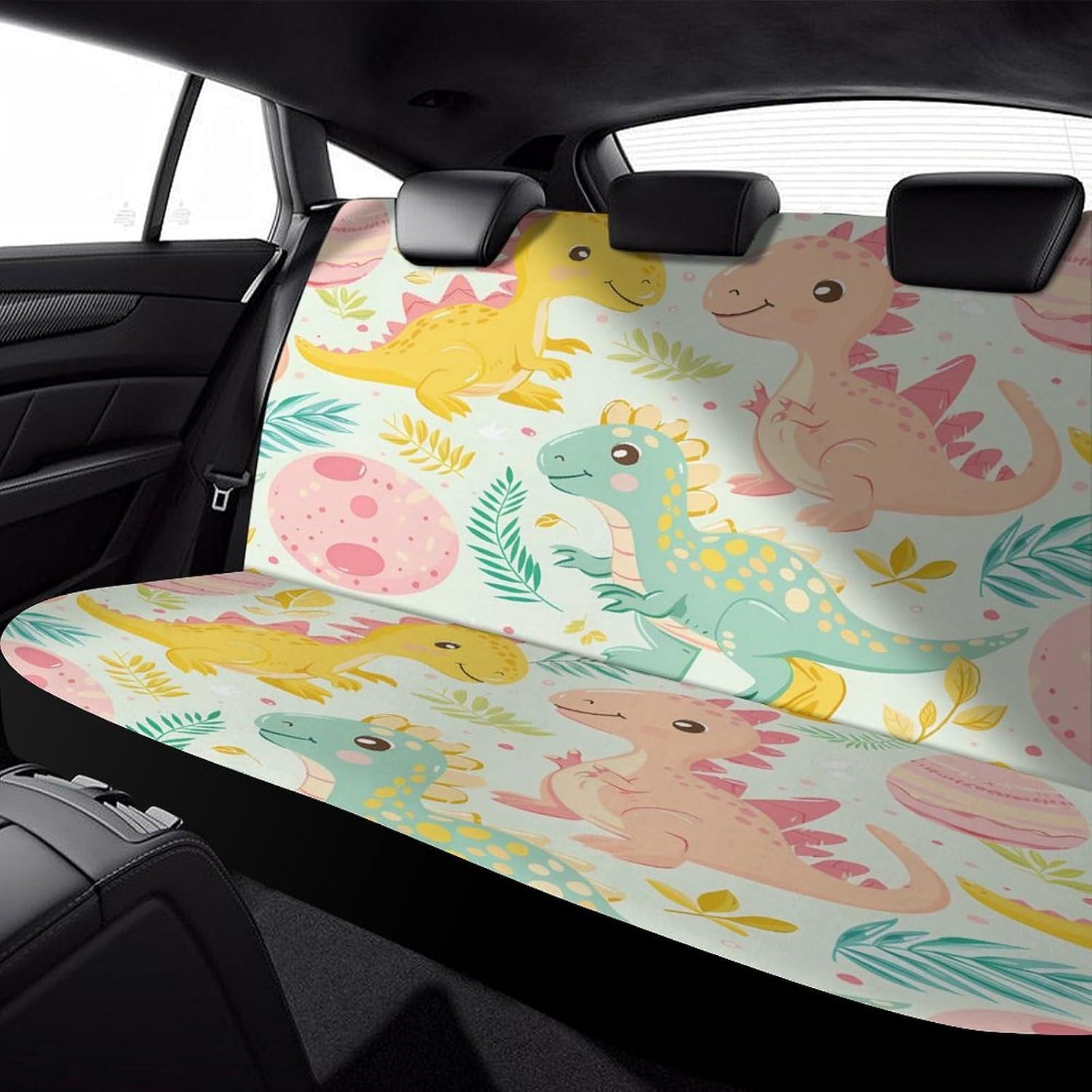 Cute Dinosaurs Car Seat Cover Print Rear Bench Seat Cover Car Seat Protector Car Interior Accessories for Women Men