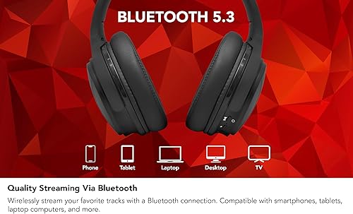 Miniatura 9 de Fisher Auriculares profesionales con cancelación de ruido activa, Bluetooth 5.3, micrófono, ligeros y cómodos para viajes en casa, tiempo de