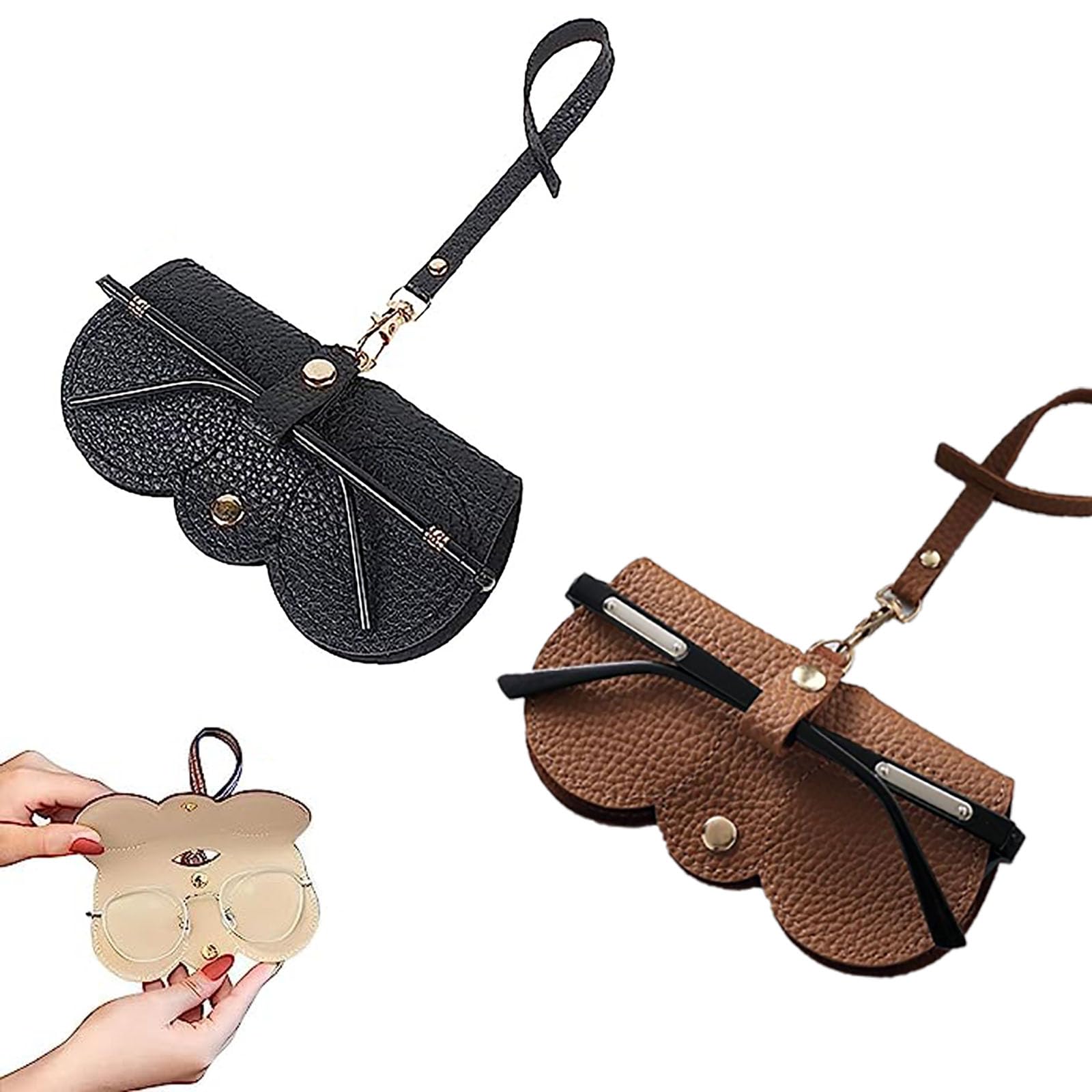 SIHUANSoft Leather Sunglasses Bag,Leather Glasses Case Holder Portable,Soft Leather Sunglasses Bag Slim Sunglasses Pouch