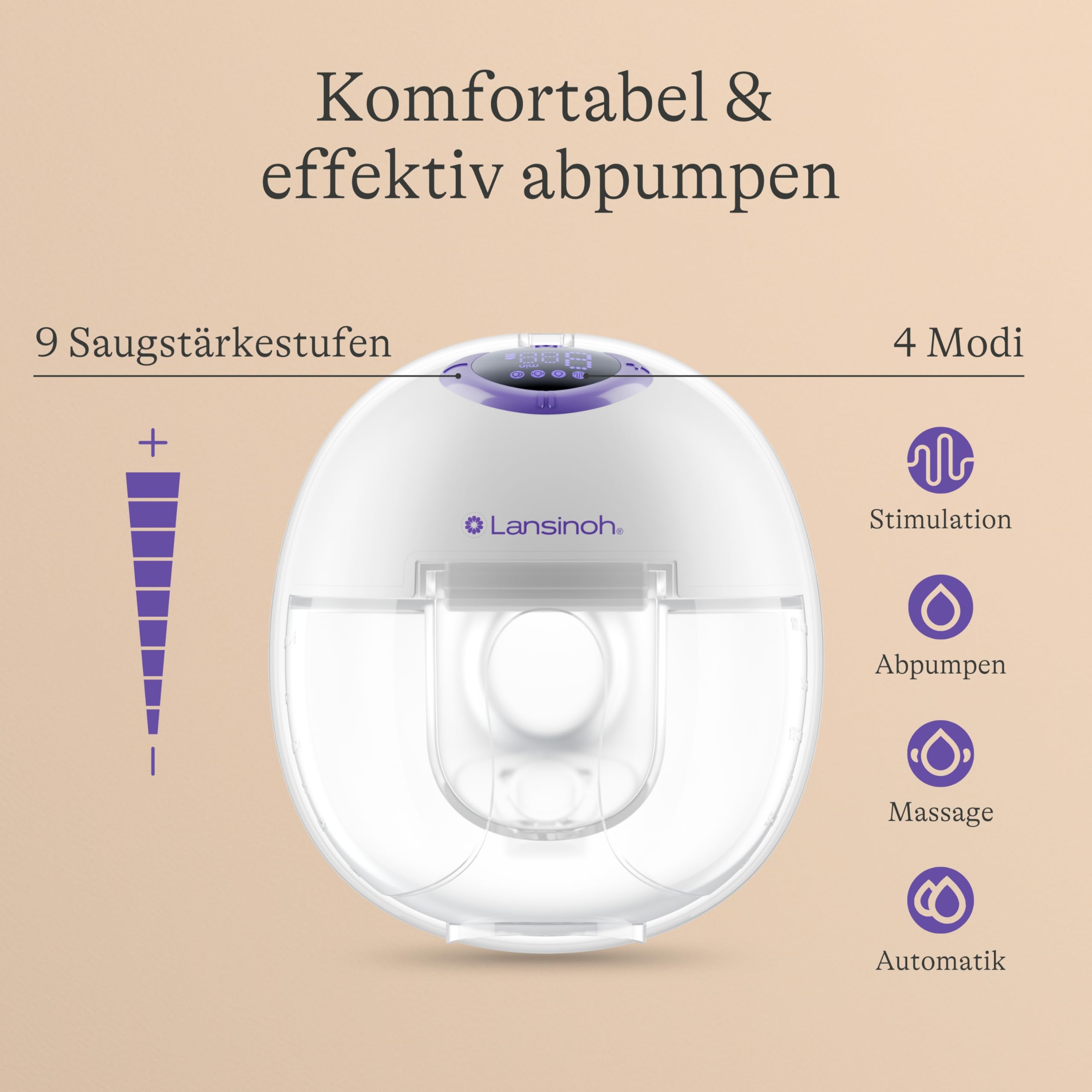 Lansinoh tragbare elektrische Milchpumpe – freihändig und leise abpumpen ohne Kabel & Schläuche – wiederaufladbarer Akku – einfache Bedienung & Reinigung - handsfree