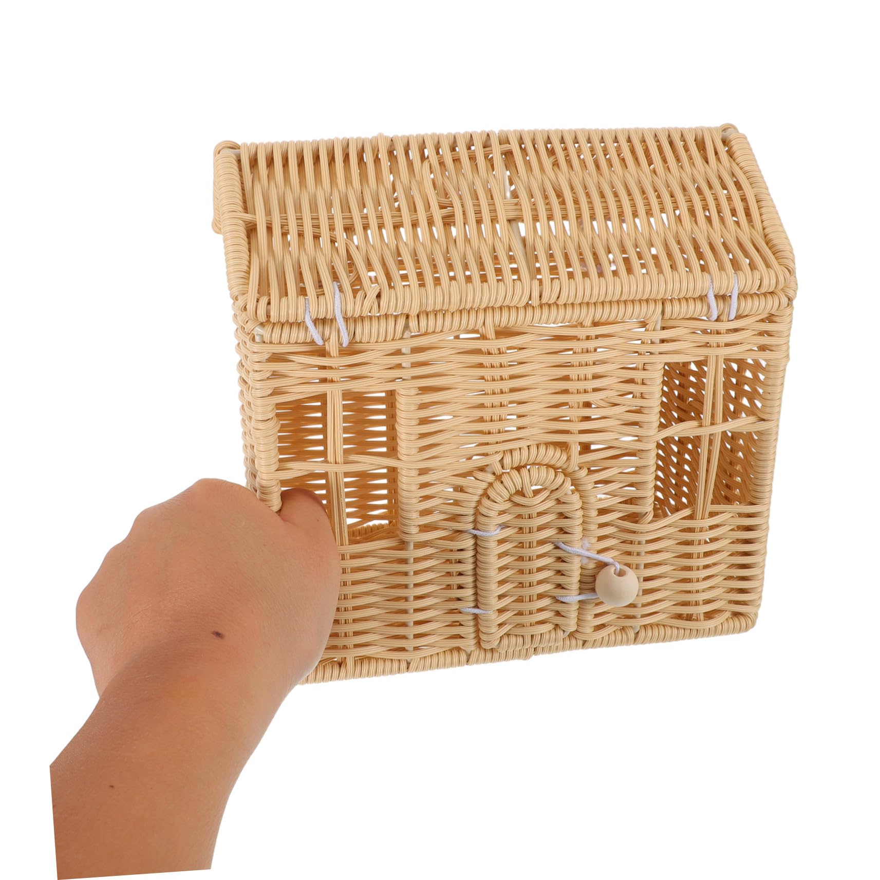 TOYANDONA Cesta de Dulces Navideña Tejida Mano con Asa Hecha de Ratán Sintético con Forma de Casa para Dulces y Chocolates para Recuerdos de Fiesta
