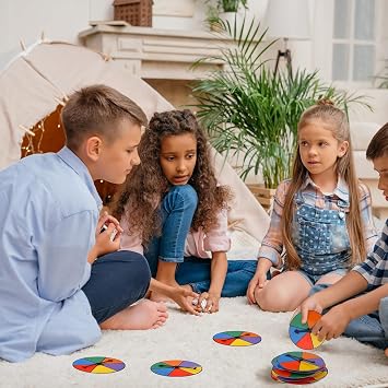 Chivao 10 Sets Colorful Game Spinner Wheel Blank Erasable Math Game Spinner Board with Plastic Rotating Arrows for Prizes