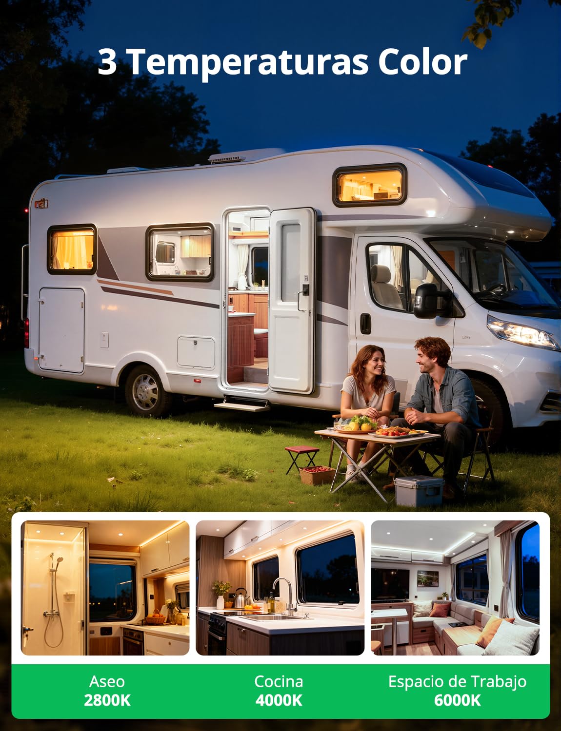 Bojim Focos Empotrable LED Techo AC/DC 12 V Camper, 4W Luces Caravanas, IP44 Impermeable, Luz Calida/Natural/Frío Downlights para Furgo Van Autocaravana, Abertura 55mm - 58 mm, Redondo, Pack de 6