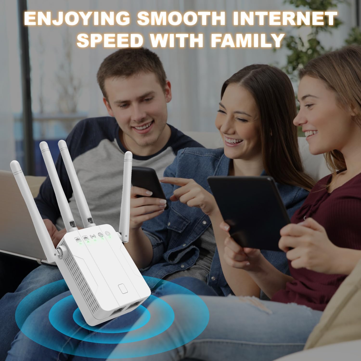 WiFi Repeater,Wireless Network Signal Booster,WiFi Extender High-Speed Connection Long-Distance Range,Supporting Up to 50 Devices,Wireless Network Amplifier for Home and Office Coverage Enhancement