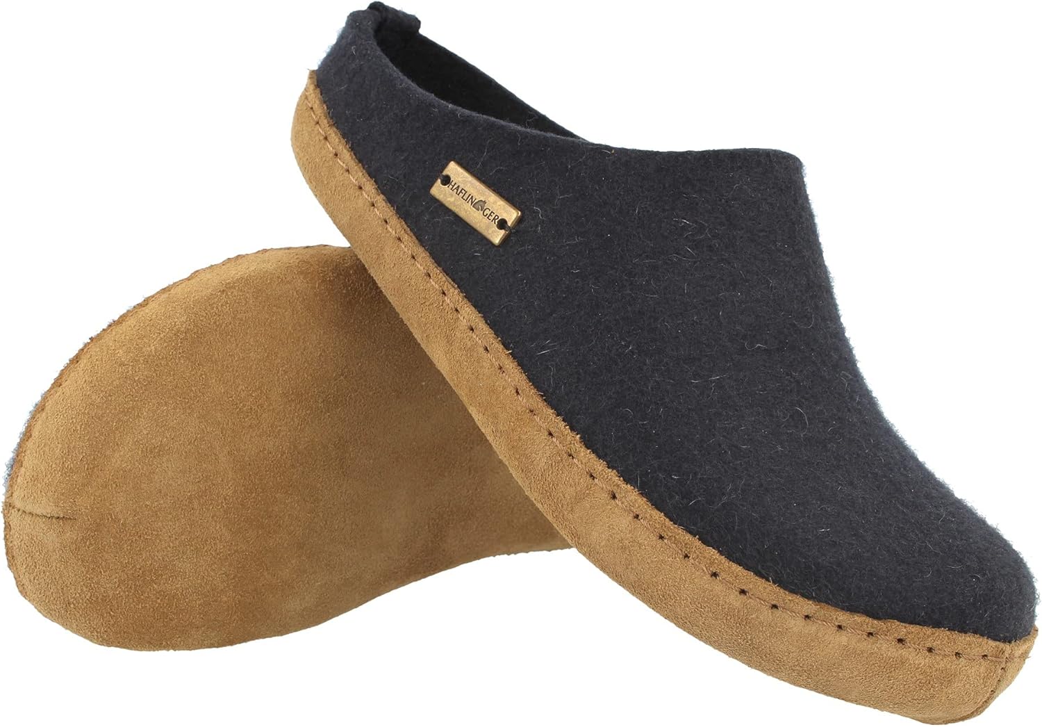 HAFLINGER Unisex Emils Wool Felt Slide Slipper, Navy, 6-6.5 US Women - Image 4
