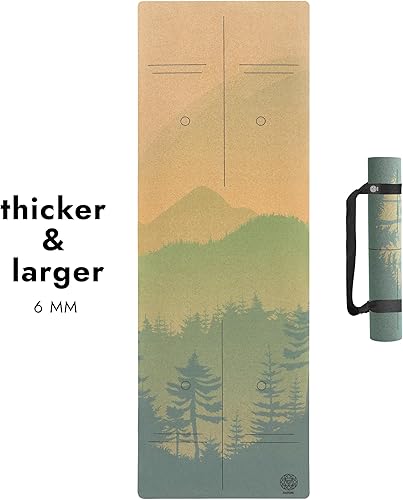 Miniatura 9 de Esterilla de yoga de corcho con base de goma natural, tamaño extra, grosor y soporte, excelente cojín y agarre, antideslizante, no tóxico,