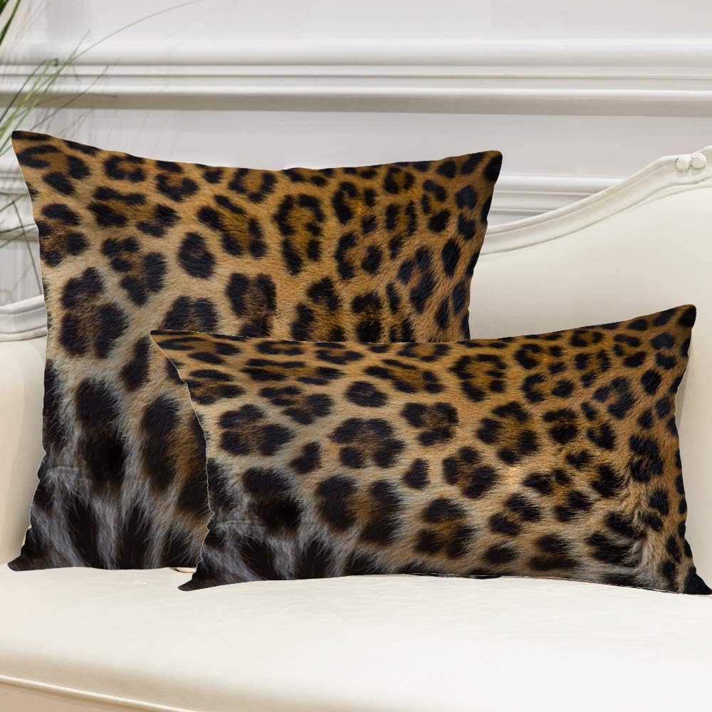 WAYATO Leopard Throw Pillow Covers, 26X26 Pillow Cover Cushion Square Pillow Cover Beautiful Leopard Pattern Print Abstract Africa Animal Couch 26X26 Pillow Cover for Living Room, Brown