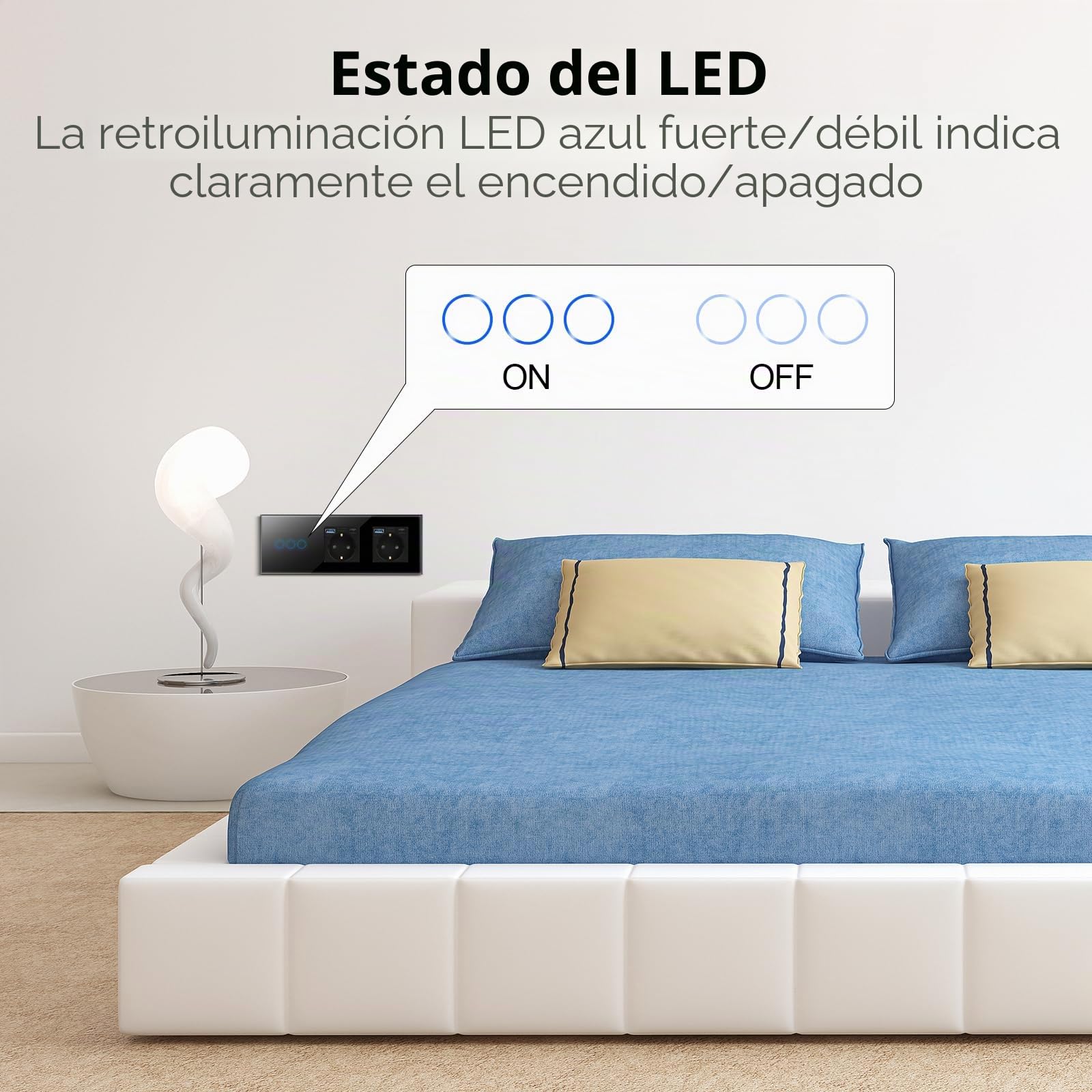 CNBINGO Interruptor de luz táctil con doble enchufe con puertos USB (tipo C y tipo A 3,1 amp total) – Enchufe USB Schuko empotrado – Interruptor de pared de cristal simple en Negro – 2 vía