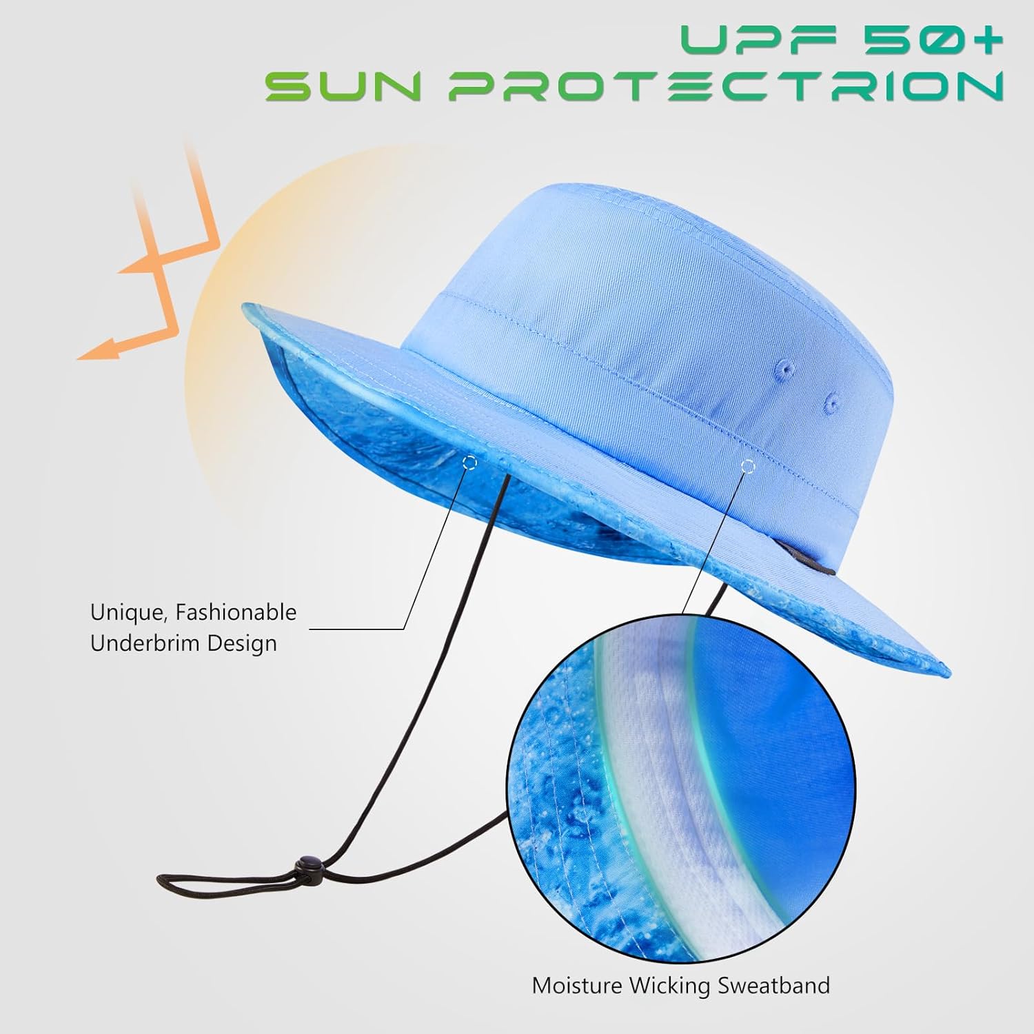 UPF 50+ Foldable Sun Hat Patterned Under Brim Bucket Hats for Summer Hiking Fishing Beach Safari Men Women