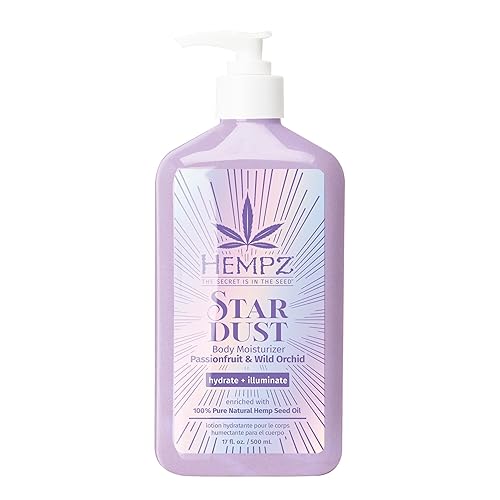 Hempz NEW Star Dust Body Lotion, Iridescent Glow Shimmer, Passionfruit and Wild Orchid, Hydrating and Nourishing Moisturizer, 17 oz.