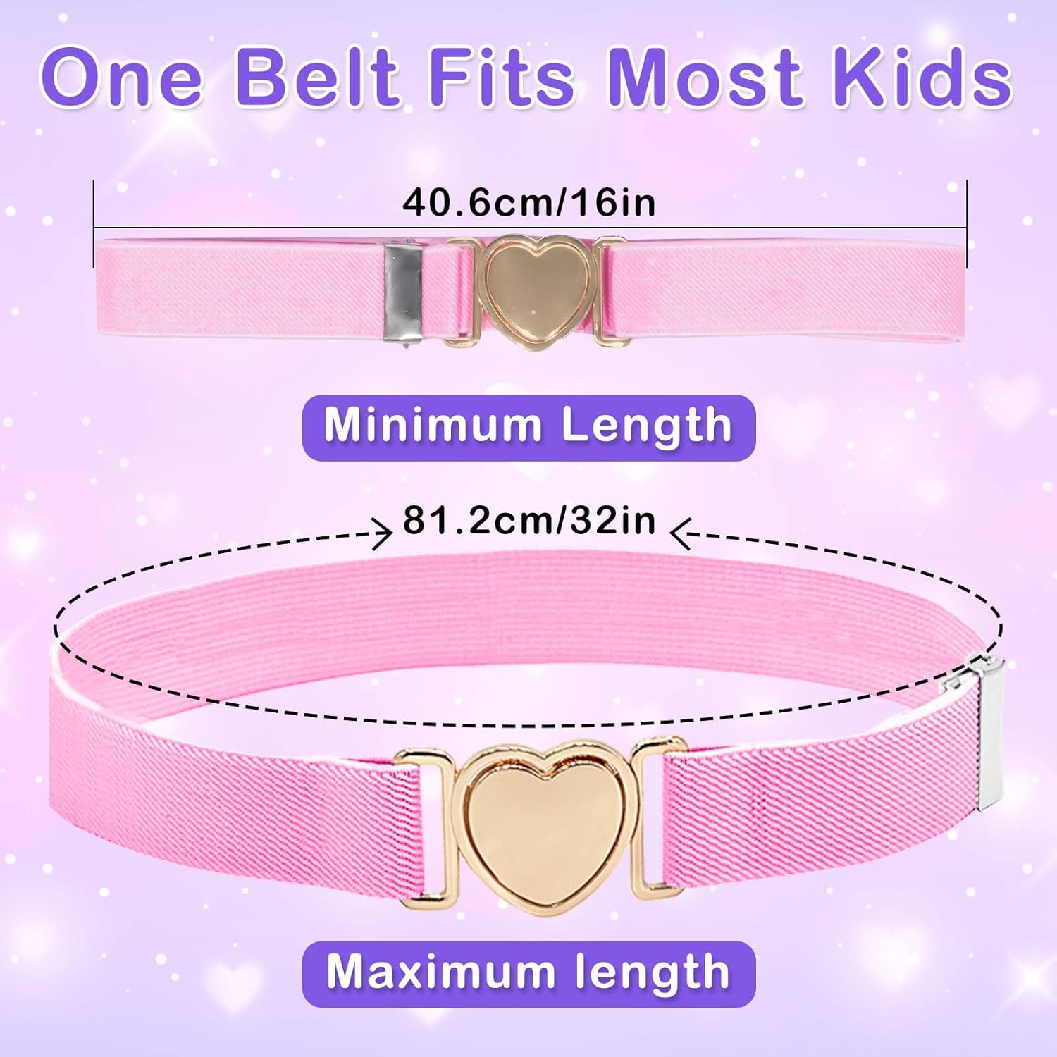 5Pcs Kids Girls Belts, Adjustable Elastic Toddler Belt with Heart Shape Buckle, Kids Heart Stretchy Belt for Girls Boys - Image 2