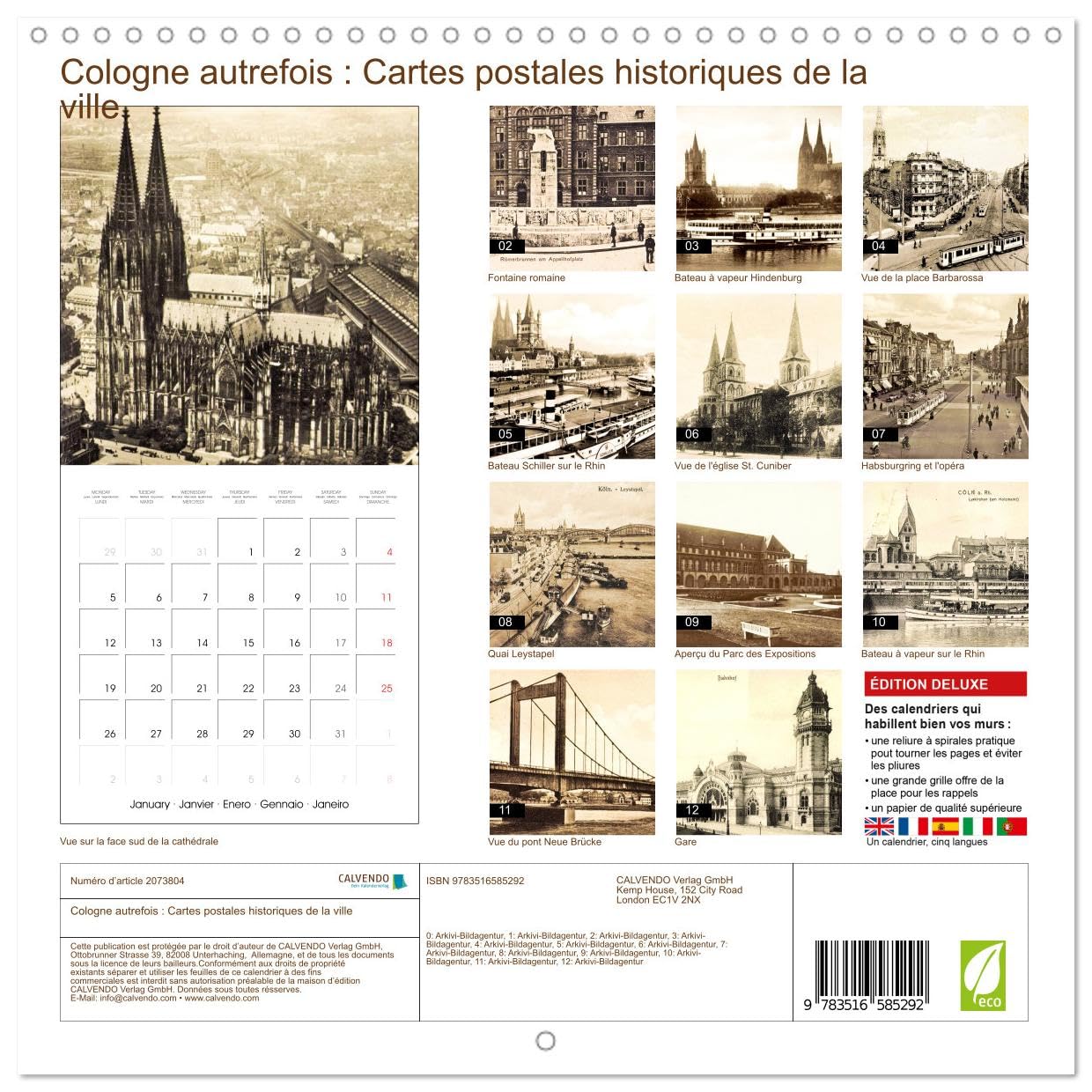 Cologne autrefois : Cartes postales historiques de la ville (Calendrier mural carré 2026 30x30 cm) Calendrier double avec une page pour vos prises de notes: Cologne : Tradition et histoire de la ville