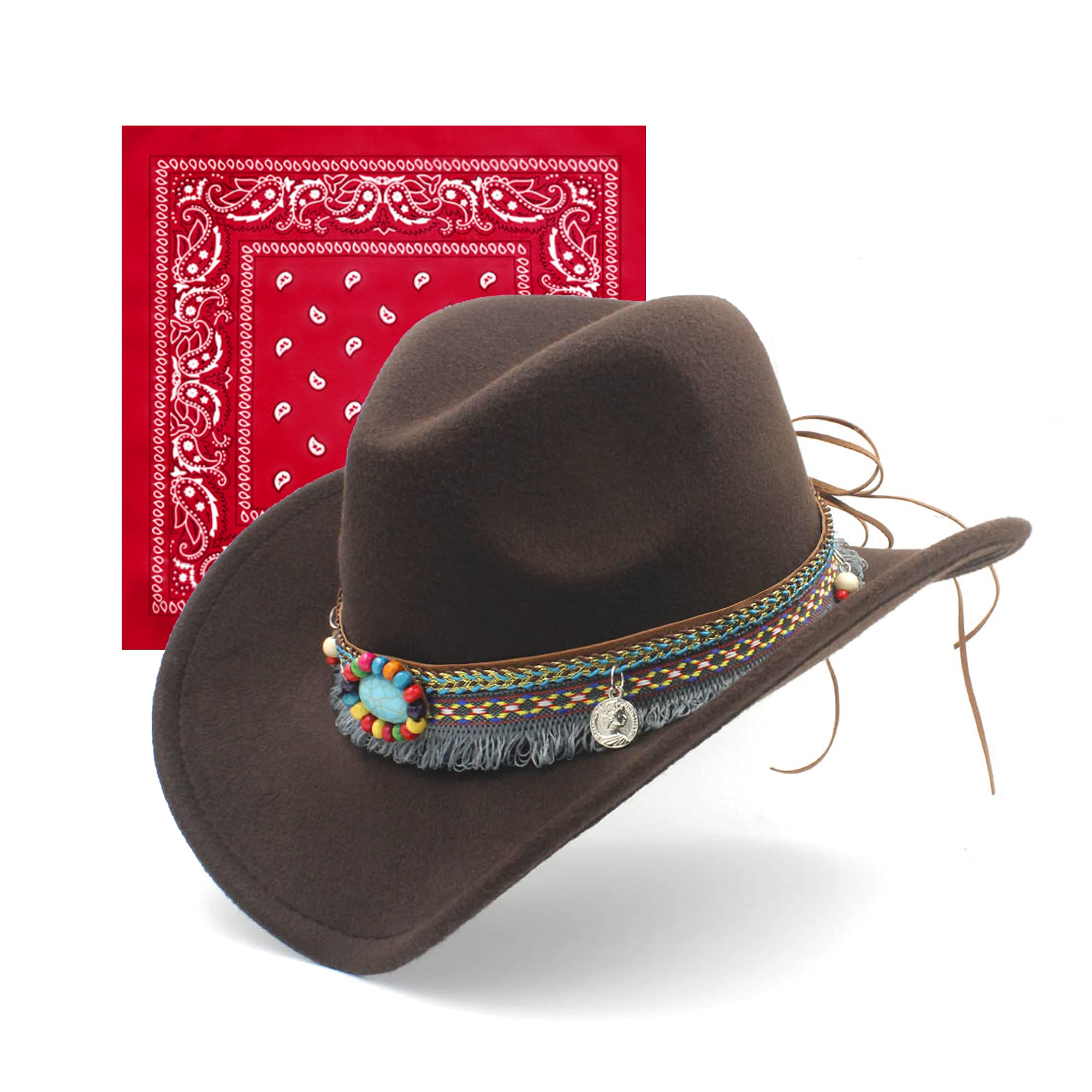 Cowboy Hat with Tassel Belt