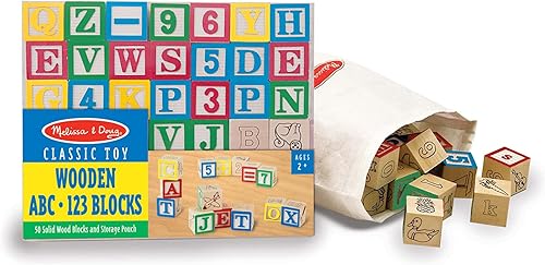 Melissa & Doug Wooden ABC/123 Blocks Educational Toy Set