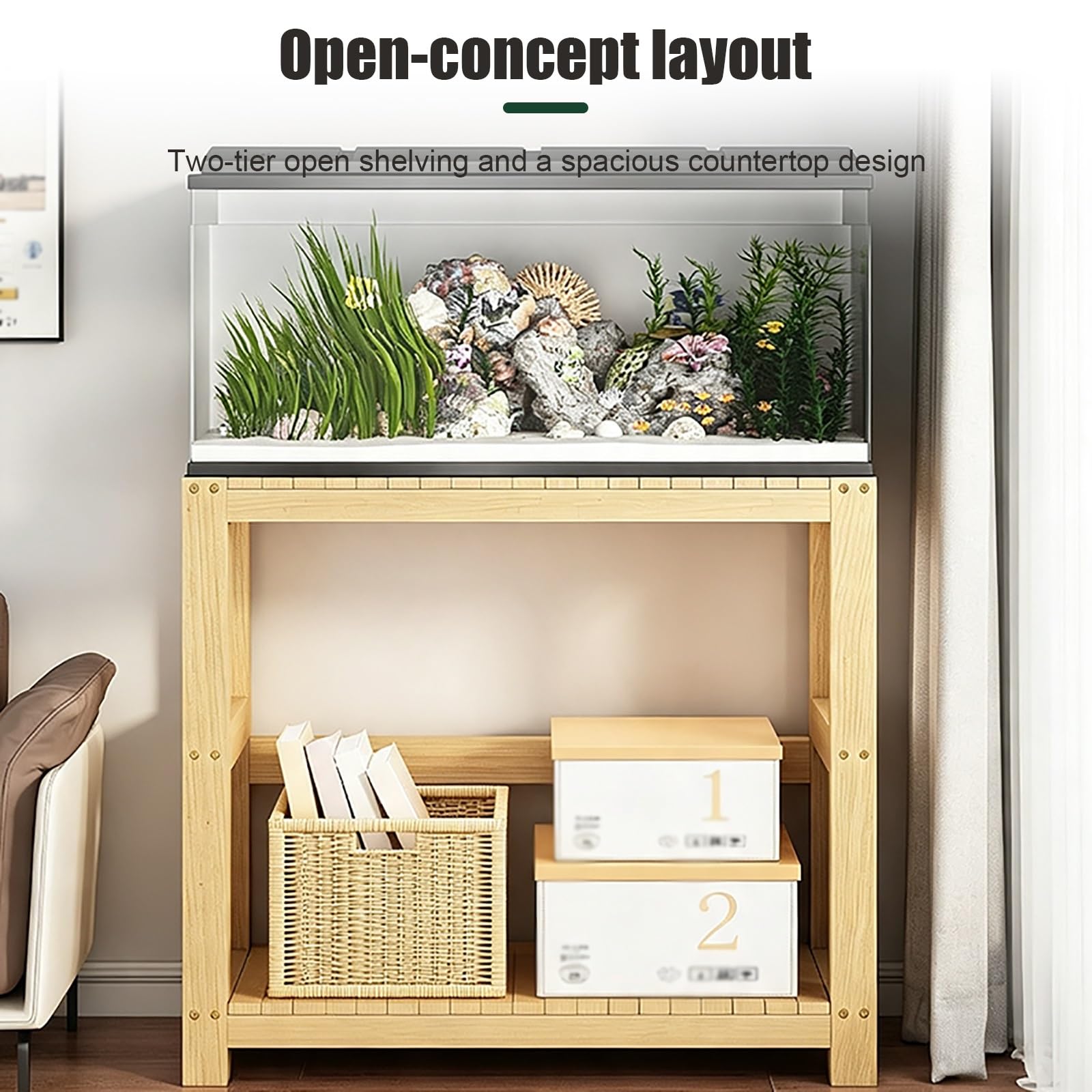 Soporte para Acuario de Madera Maciza, Soporte para Pecera