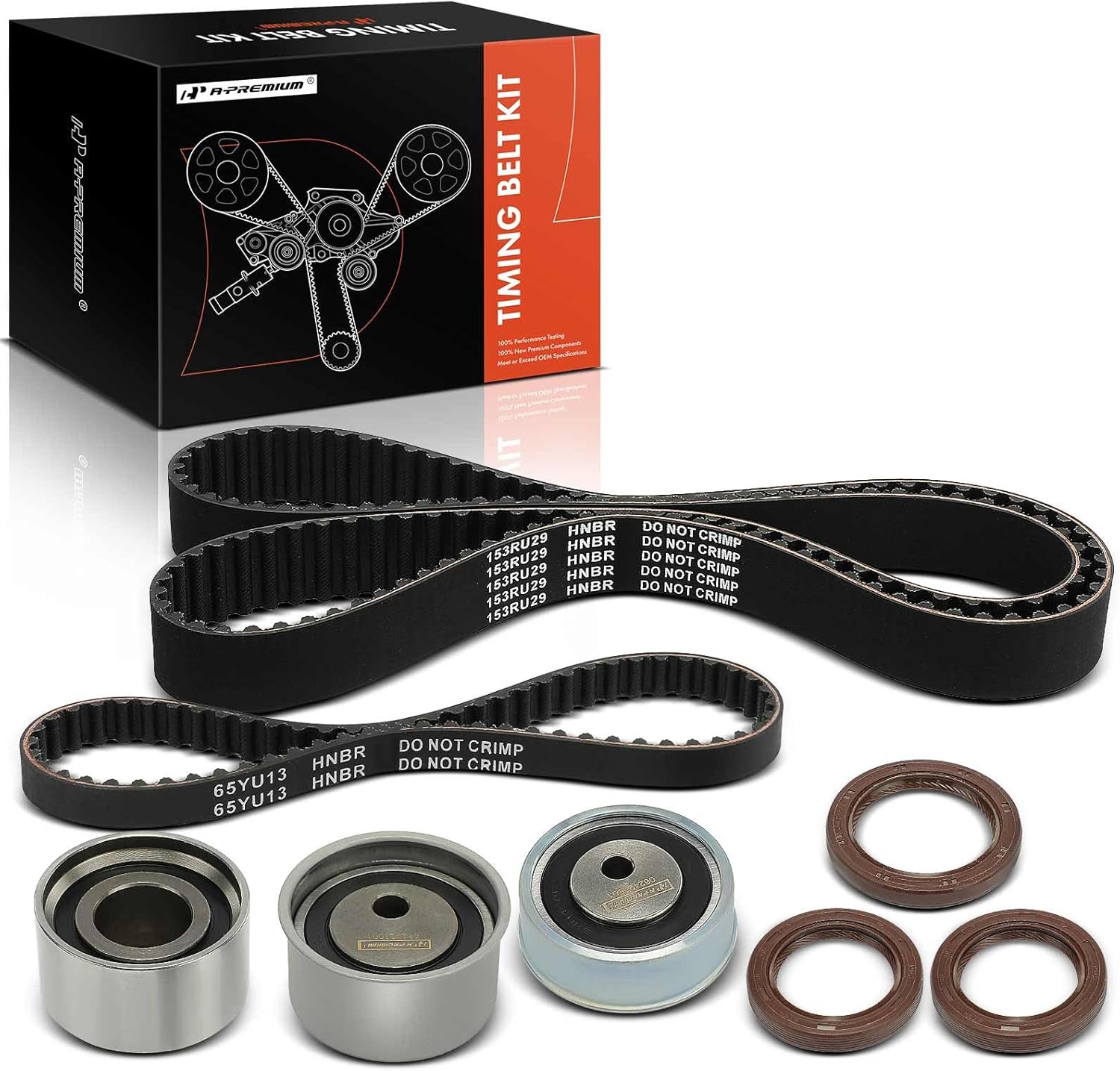 A-Premium Engine Timing Belt Kit Compatible with Mitsubishi Lancer 2003-2005, Eclipse 1995-1999 & Eagle Talon 1996-1998, Turbocharged GAS - 2.0L