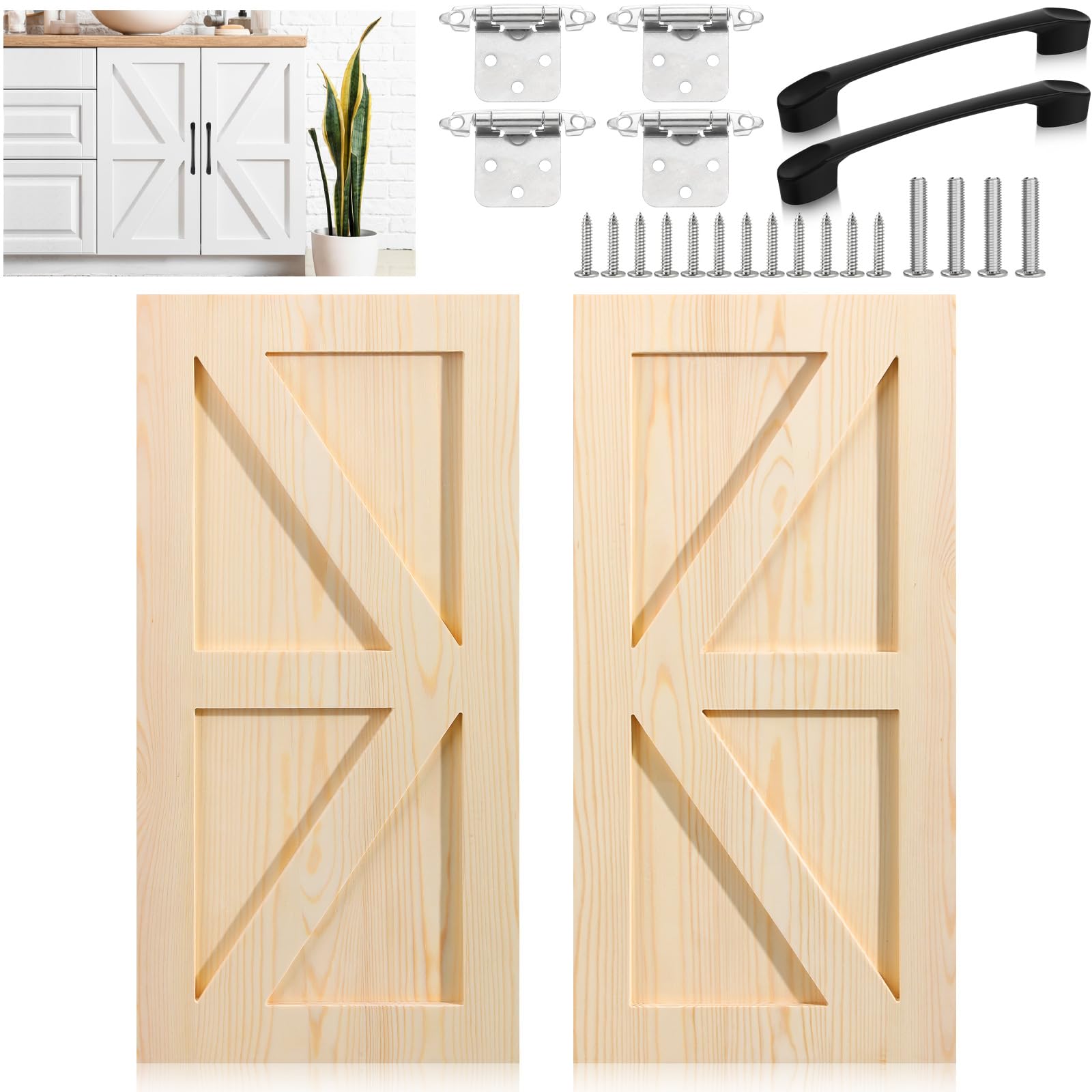 sintuff 2 sets 12'' w x 24'' h unfinished kitchen cabinet door replacement with hinges handles, shaker cabinet doors front replacement for kitchen bathroom vanity closet