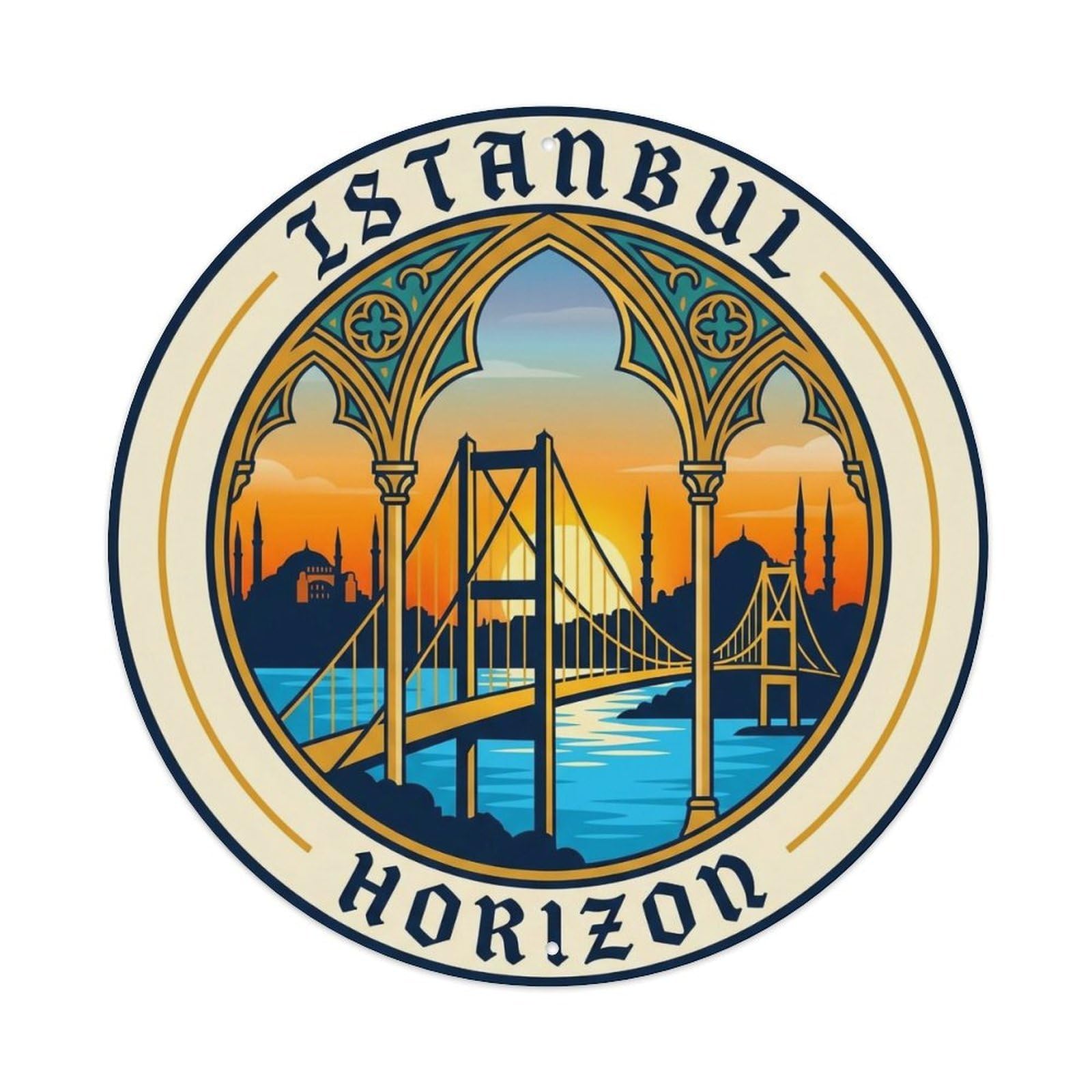 Vintage Travel Istanbul Turkey Horizon Vintage Metal Tin Sign Plaque Wall Decor for Cafe, Club Bar, Office, Garden Metal Poster 8x8Inch