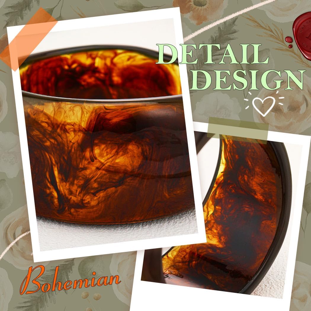 ACEDRE Chunky Resin Bangle Bracelet Set Gold Round Acrylic Wide Wristbands Statement 2PCS Jewelry for Women - Image 4