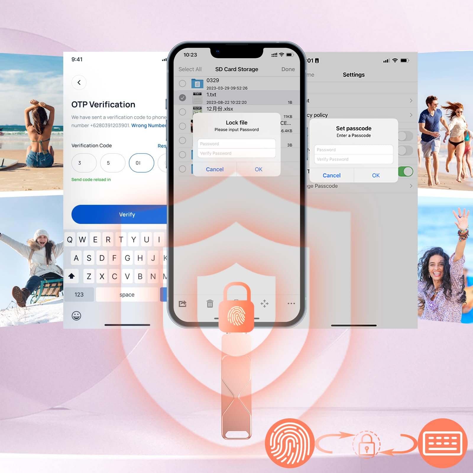 Chiavetta Usb 256GB per iPhone,Mfi Certified Lightning Memoria Esterna Pen Drive Penna Usb Chiavette 3 In 1 per iPhone,iPad,iOS,Macbook,Android,Pc