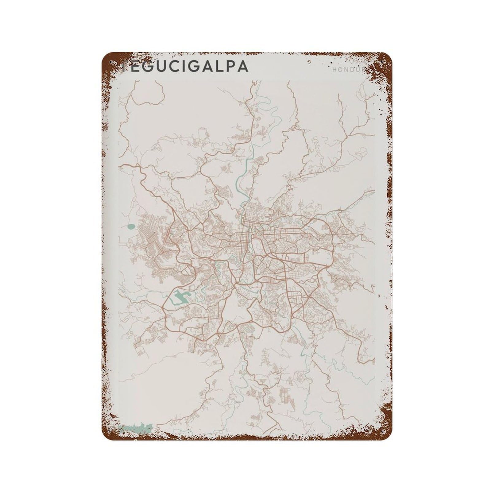 xiaoxiaoshen Tegucigalpa Map Honduras Travel Gift Farmhouse Decor Wall Decor Art Metal Tin Poster Modern Home Decor Art Home Bar Shop Decorations Vintage Sign 40x30cm