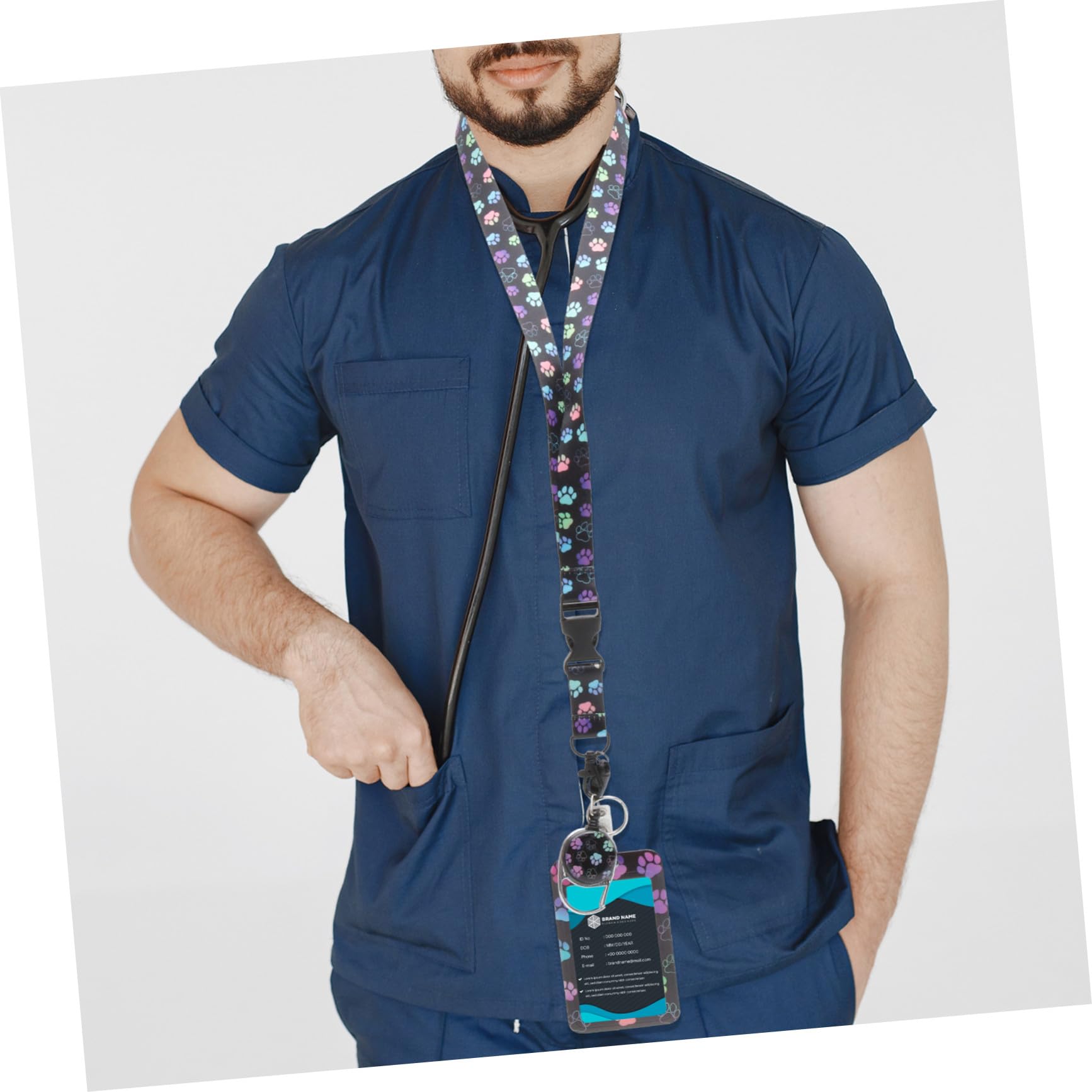 SHINEOFI 3piezas Tarjetero De Identificación Con Lanyard Soporte Para Credenciales Con Diseño De Patas De Funda Resistente y Práctica Para Profesores y