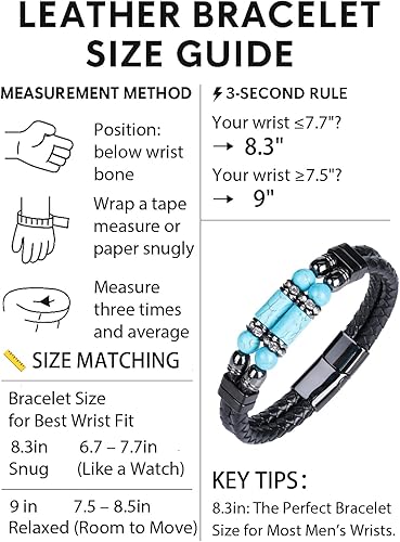 Miniatura 6 de Pulsera de cuero para hombre, turquesa, ojo de tigre, obsidiana, piedra de lava, trenzada, multicapa, brazalete Barcelet, caja de joyería y embalaje