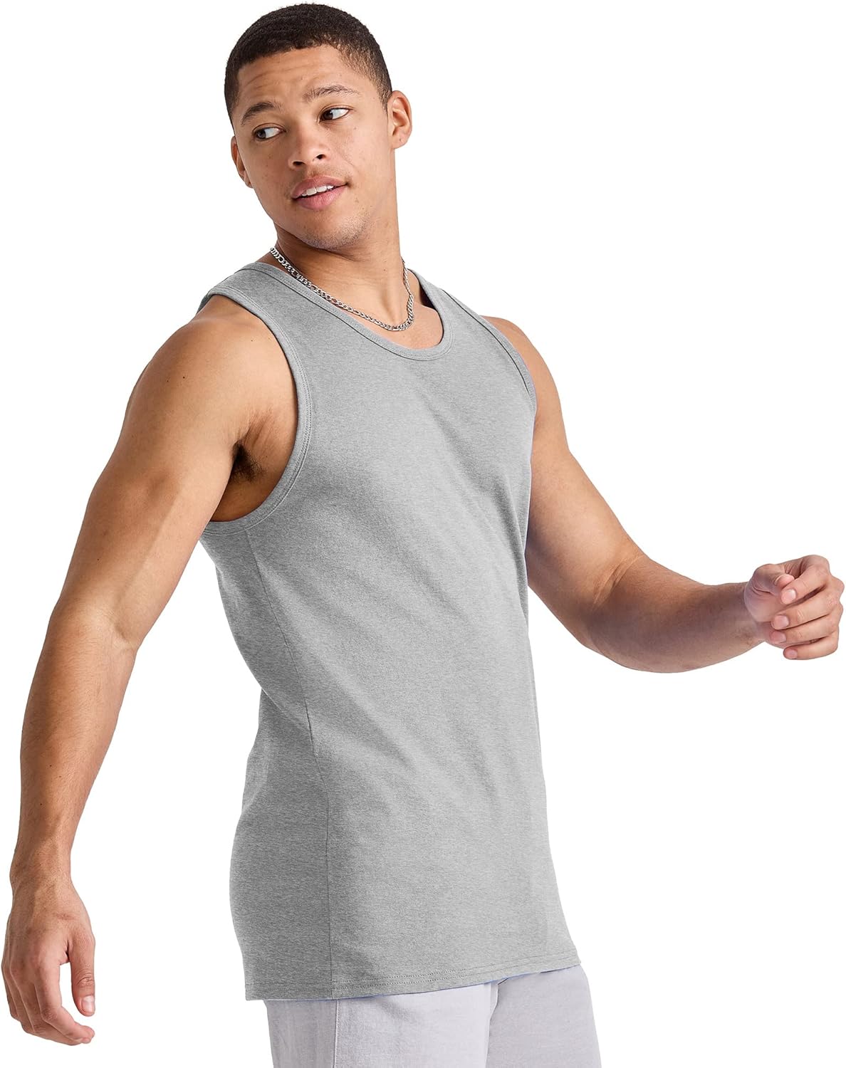 Hanes Mens Essentials Tank Top Pack, Midweight Cotton Tanks, Sleeveless Shirts, 3-Pack - Image 5
