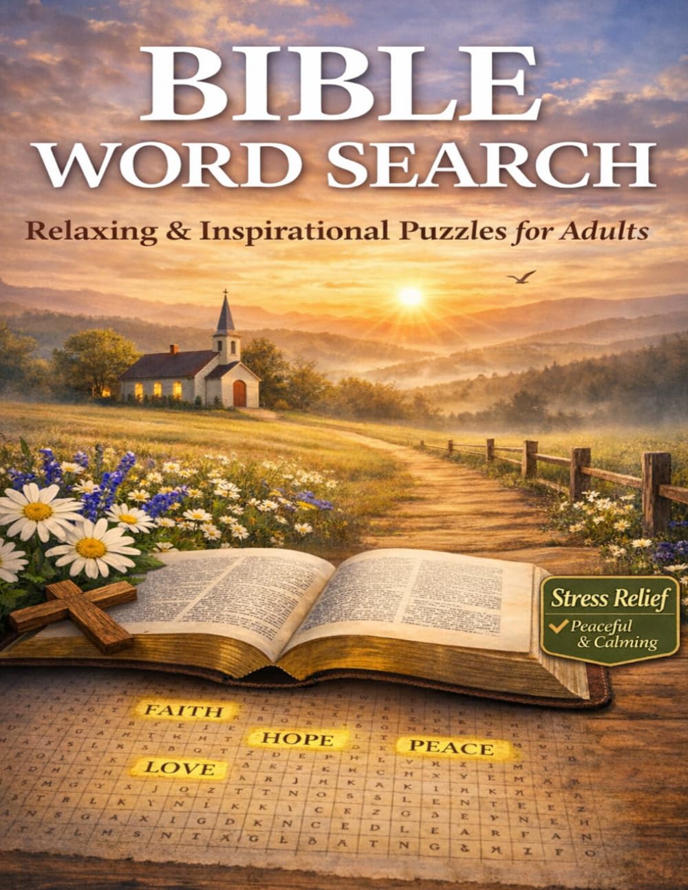 Bible Word Search for Adults: Peaceful & Calming Bible Puzzles for Stress Relief & Spiritual Growth