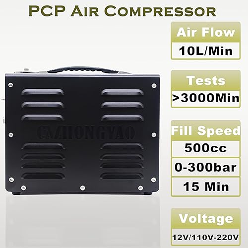 Miniatura 7 de PORTAIR - Compresor HPA portátil de 4500 PSI, parada automática, sin aceiteagua, convertidor de potencia integrado, compresor de aire PCP para rifle