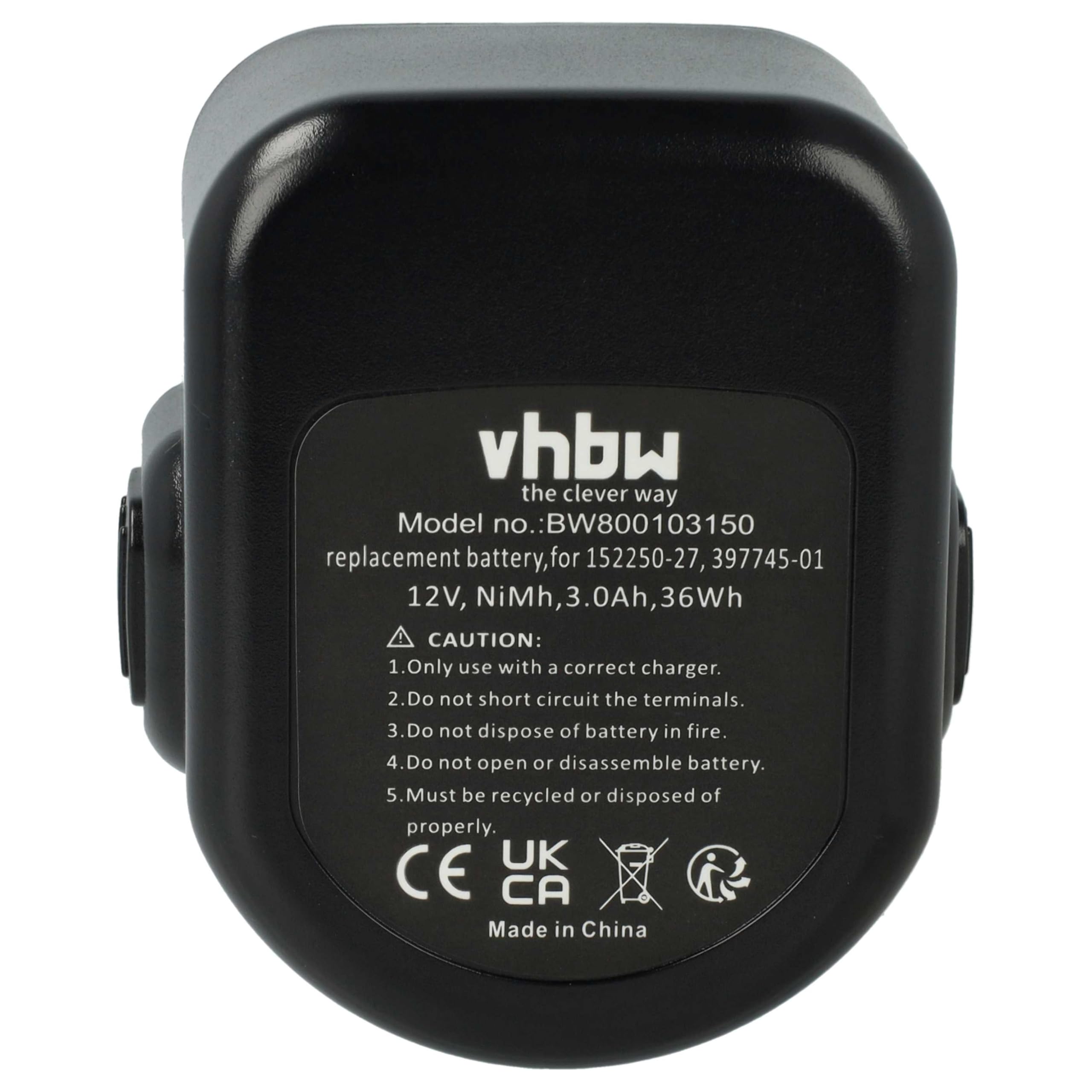 vhbw 3x batteria sostituisce Rems 571510, 571513, 571510 R12 per utensile elettrico (3000 mAh, NiMH, 12 V)