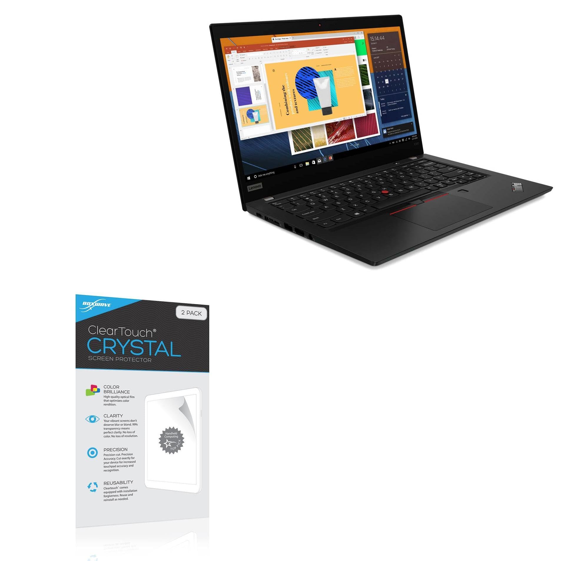 BoxWave Screen Protector Compatible with Lenovo ThinkPad X390 (13.3 in) - ClearTouch Crystal (2-Pack), HD Film Skin - Shields from Scratches