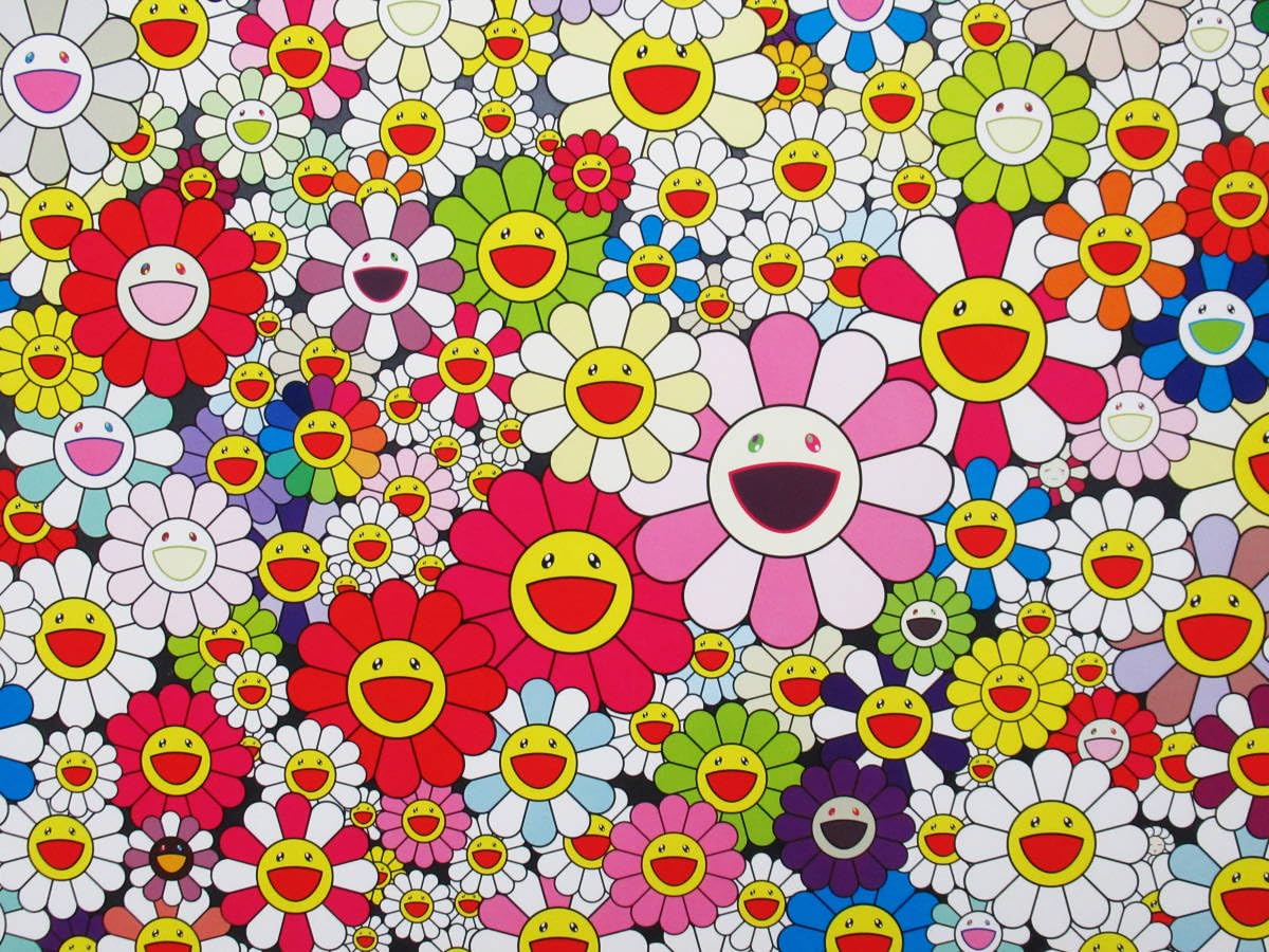 Amazon.co.jp: 村上隆天国のお花畑 真作保証 の村上作品 本人