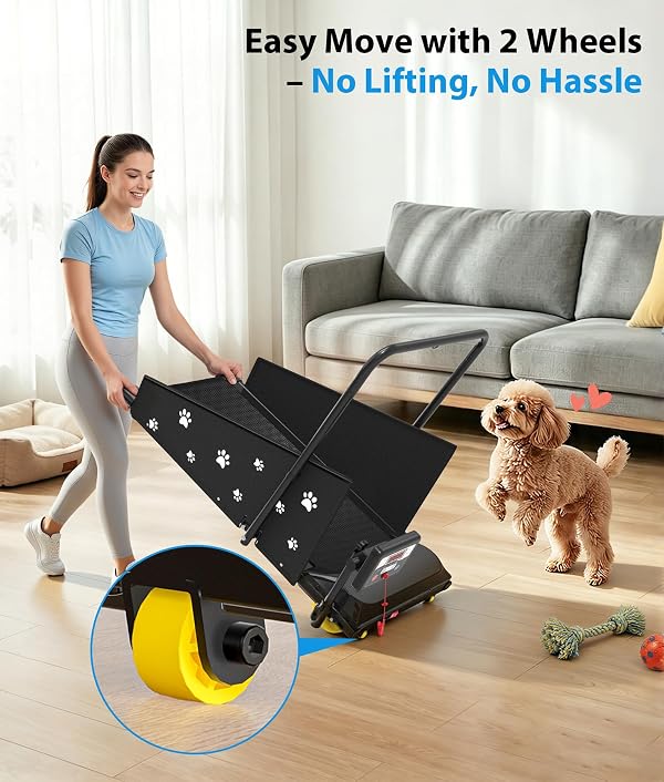 CIIHI Dog Treadmill for Medium Small Dogs - 265lbs Weight Capacity Pet Running Machine with 360° Rotatable Display - 2 in 1 Treadmill for Pet Fitness with Move Wheels and Remote Control by CIIHI C - Image 4