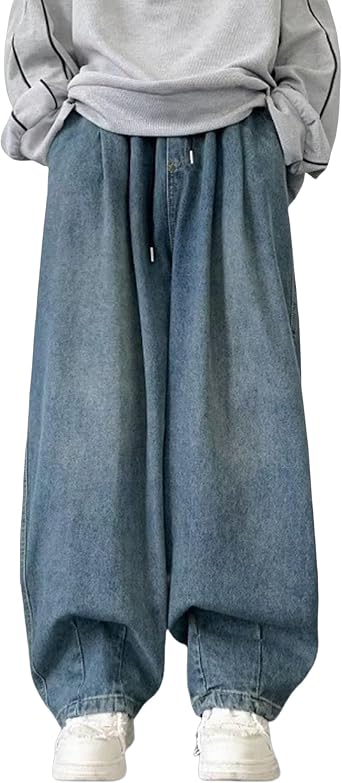 Y2k Mens Baggy Jeans Aesthetic Skater Jeans Vintage Plain Pants Vintage Wide Leg Streetwear Jeans