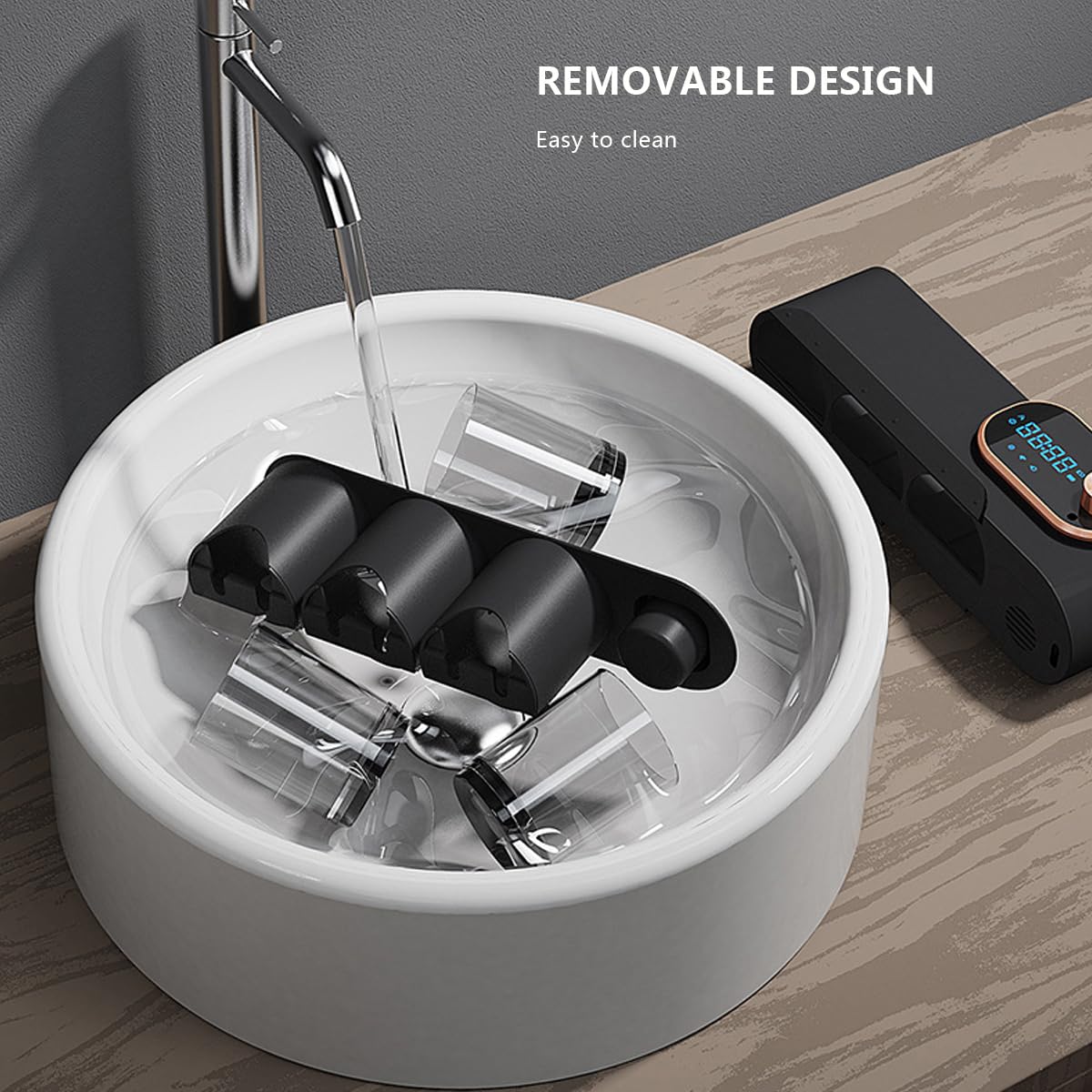 Desinfectante UV para cepillo de dientes y soporte con función de secado, esterilizador de cepillo de dientes eléctrico montado en la pared con función de inducción y temporización, color negro