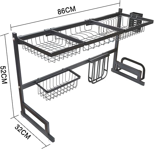 Miniatura 2 de HTTMT - Estante de secado de platos sobre el fregadero de acero inoxidable para cubiertos de cocina 33.5 in [P/N: ET-DISHRACK002]