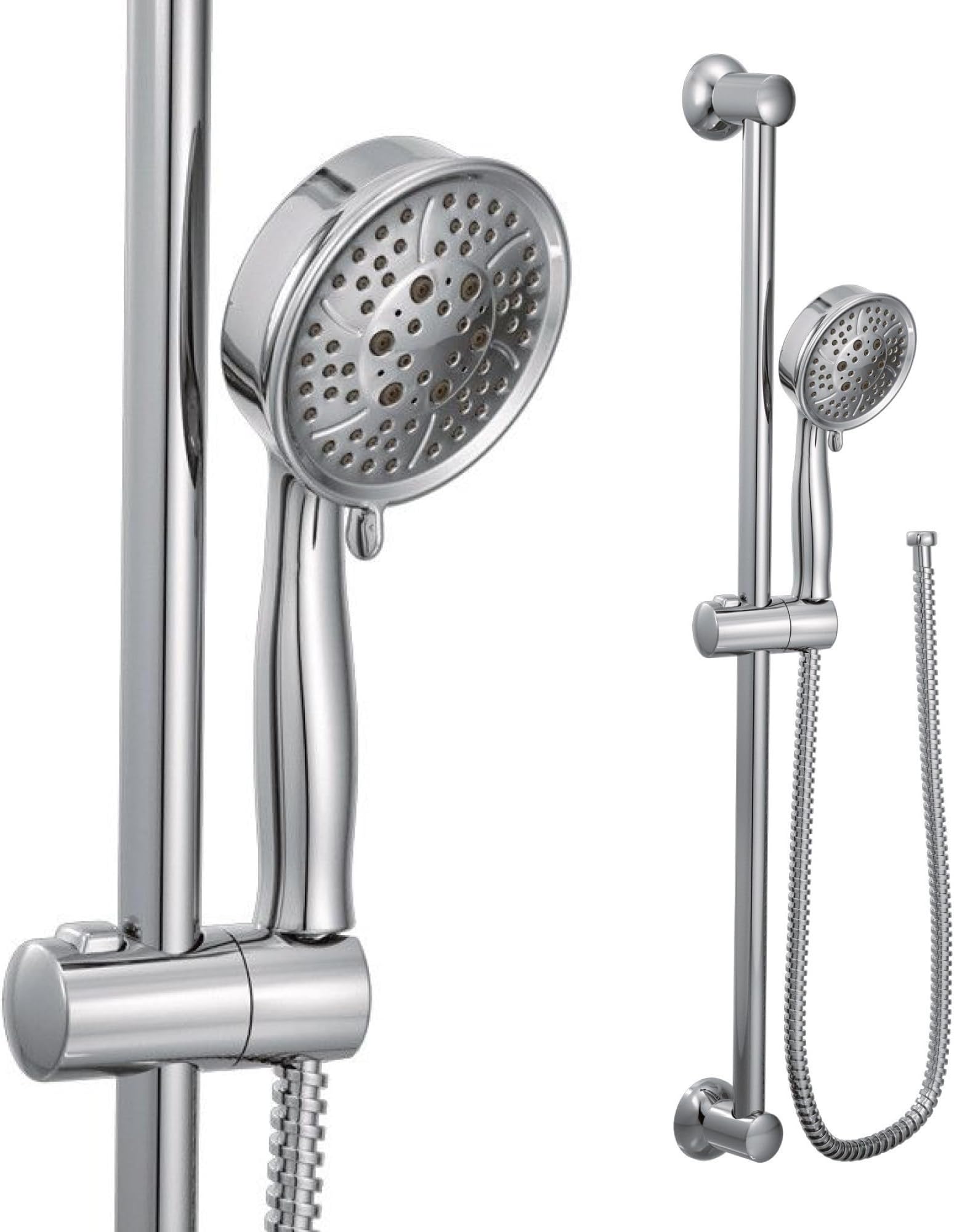 Eco-Performance Chrome Four-Function Removable Handheld Showerhead with 69-Inch-Long Hose and Wall-Mounted Slide Bar, 3667EP